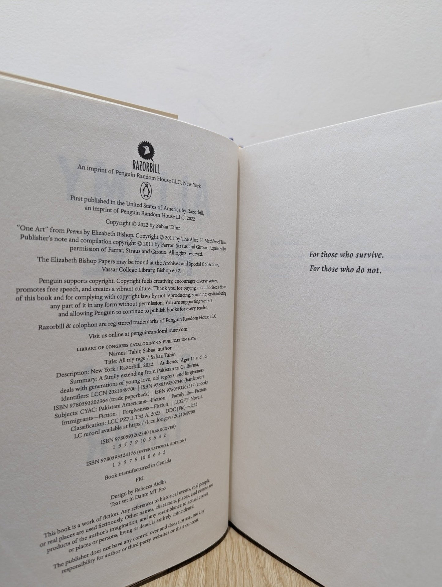 All My Rage: A Novel by Sabaa Tahir (Signed First Edition) - Fialta Books