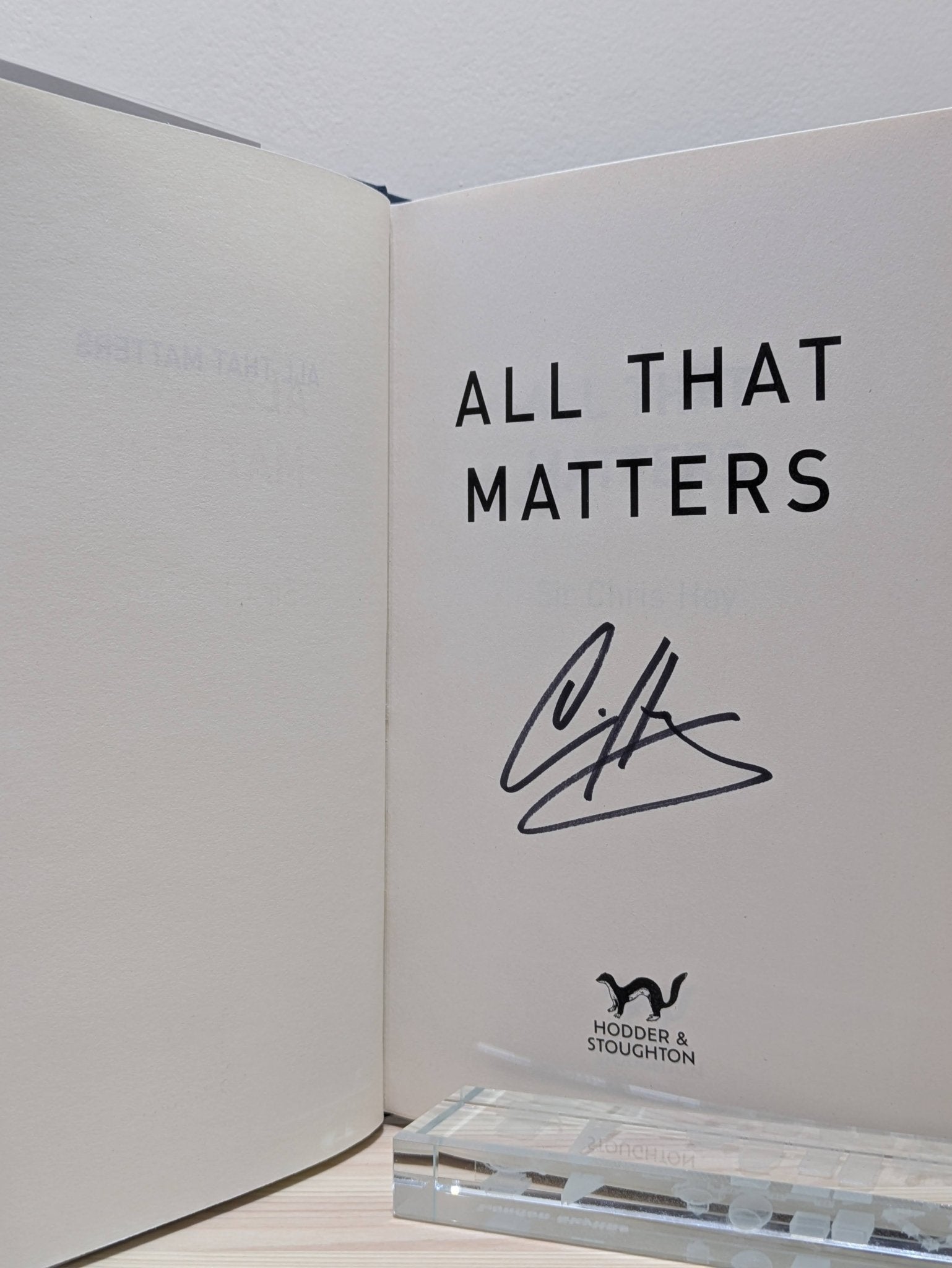 All That Matters by Sir Chris Hoy (Signed First Edition) - Fialta Books