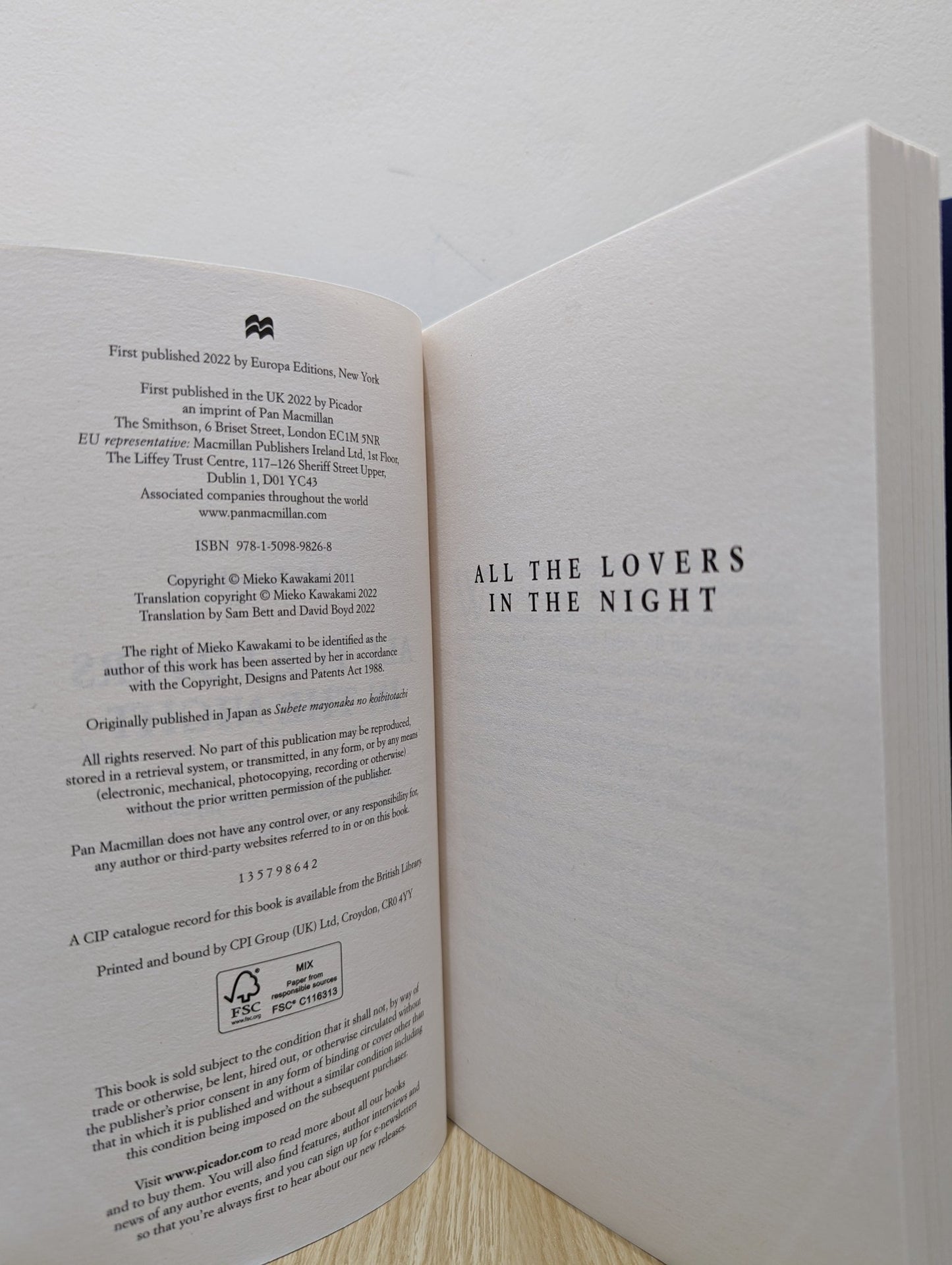 All The Lovers In The Night by Mieko Kawakami (Signed First Edition) - Fialta Books