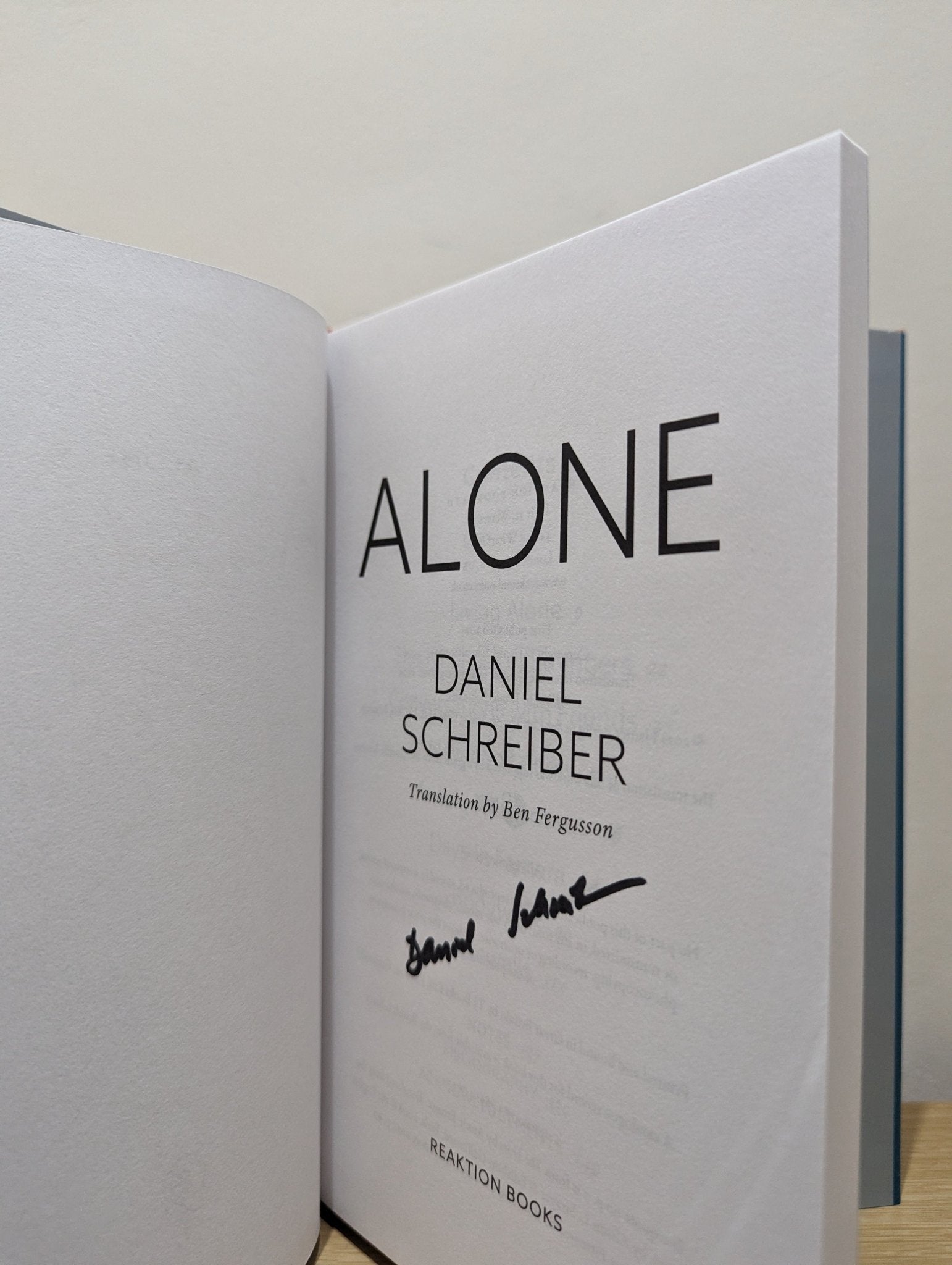Alone: Reflections on Solitary Living by Daniel Schreiber (Signed First Edition) - Fialta Books