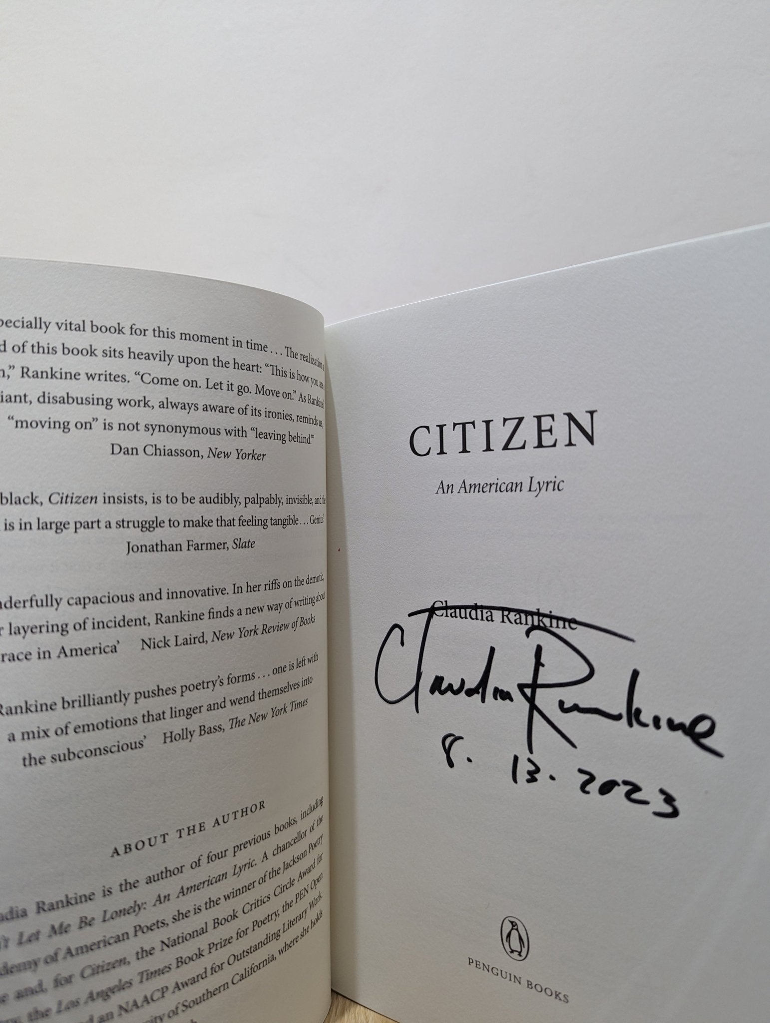 American Lyric trilog: Don't Let Me Be Lonely; Citizen; Just Us. AND Plot by Claudia Rankine (Signed Dated) - Fialta Books