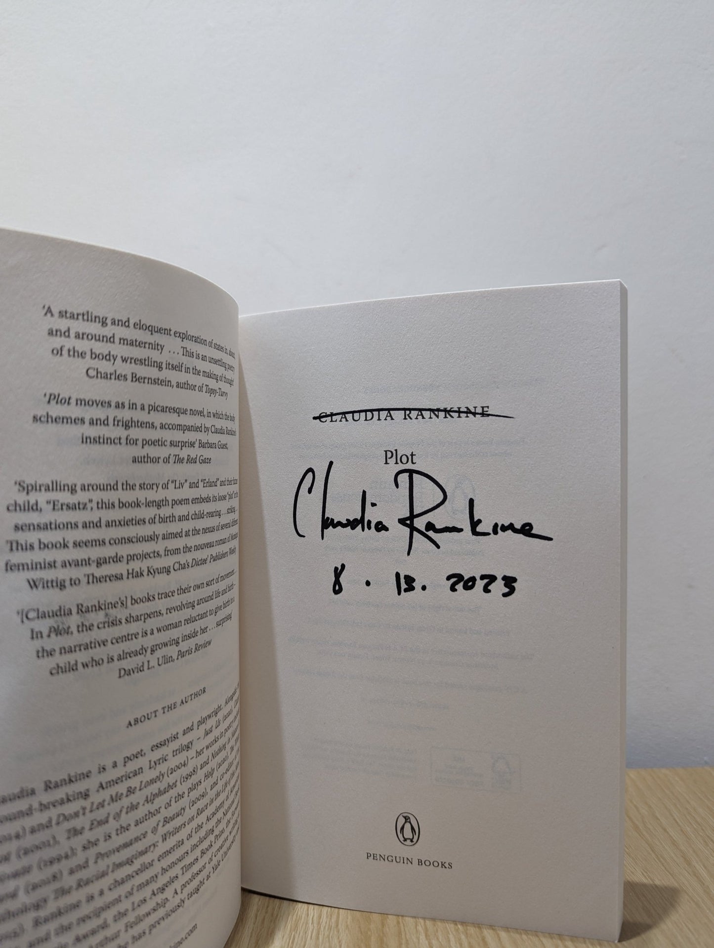 American Lyric trilog: Don't Let Me Be Lonely; Citizen; Just Us. AND Plot by Claudia Rankine (Signed Dated) - Fialta Books