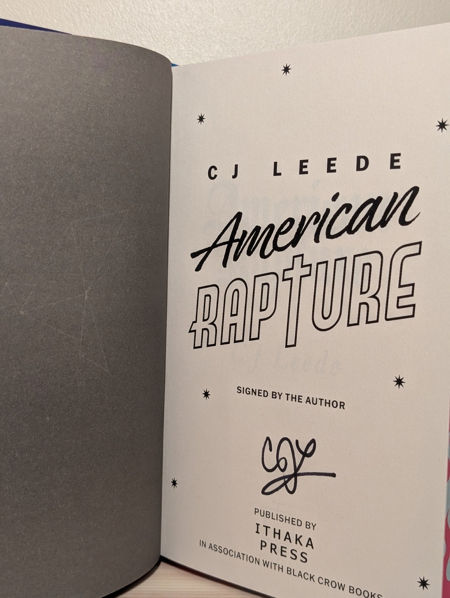 American Rapture by CJ Leede (Signed First Edition with sprayed edges) - Fialta Books