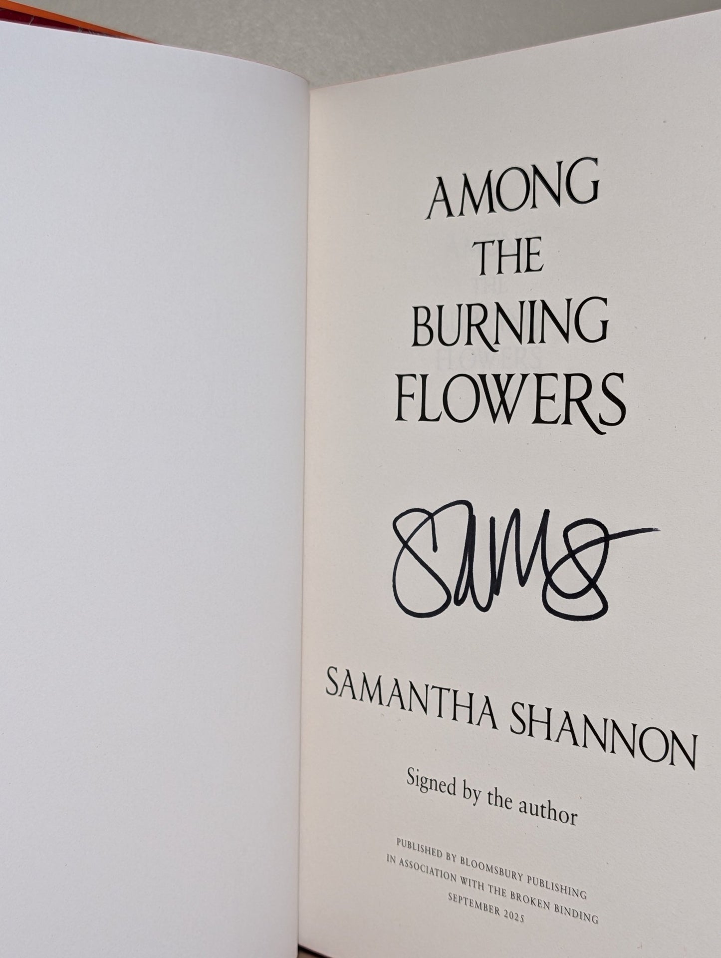 Among the Burning Flowers by Samantha Shannon (Signed First Edition with sprayed edges) - Fialta Books