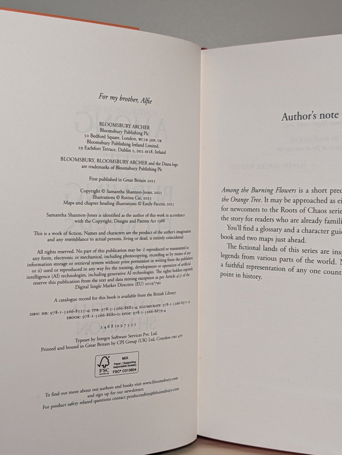 Among the Burning Flowers: Roots of Chaos by Samantha Shannon (Signed Special Edition with sprayed edges) - Fialta Books