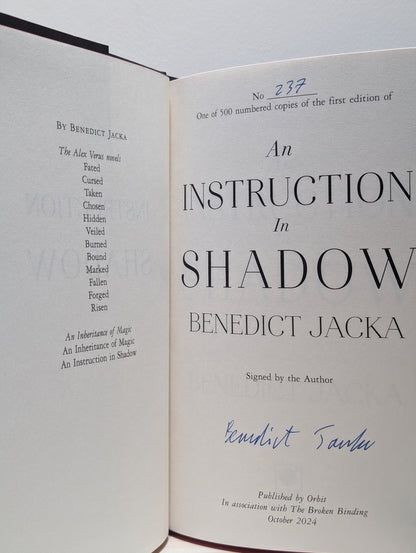 An Instruction In Shadow by Benedict Jacka (Signed First Edition with sprayed edges) - Fialta Books