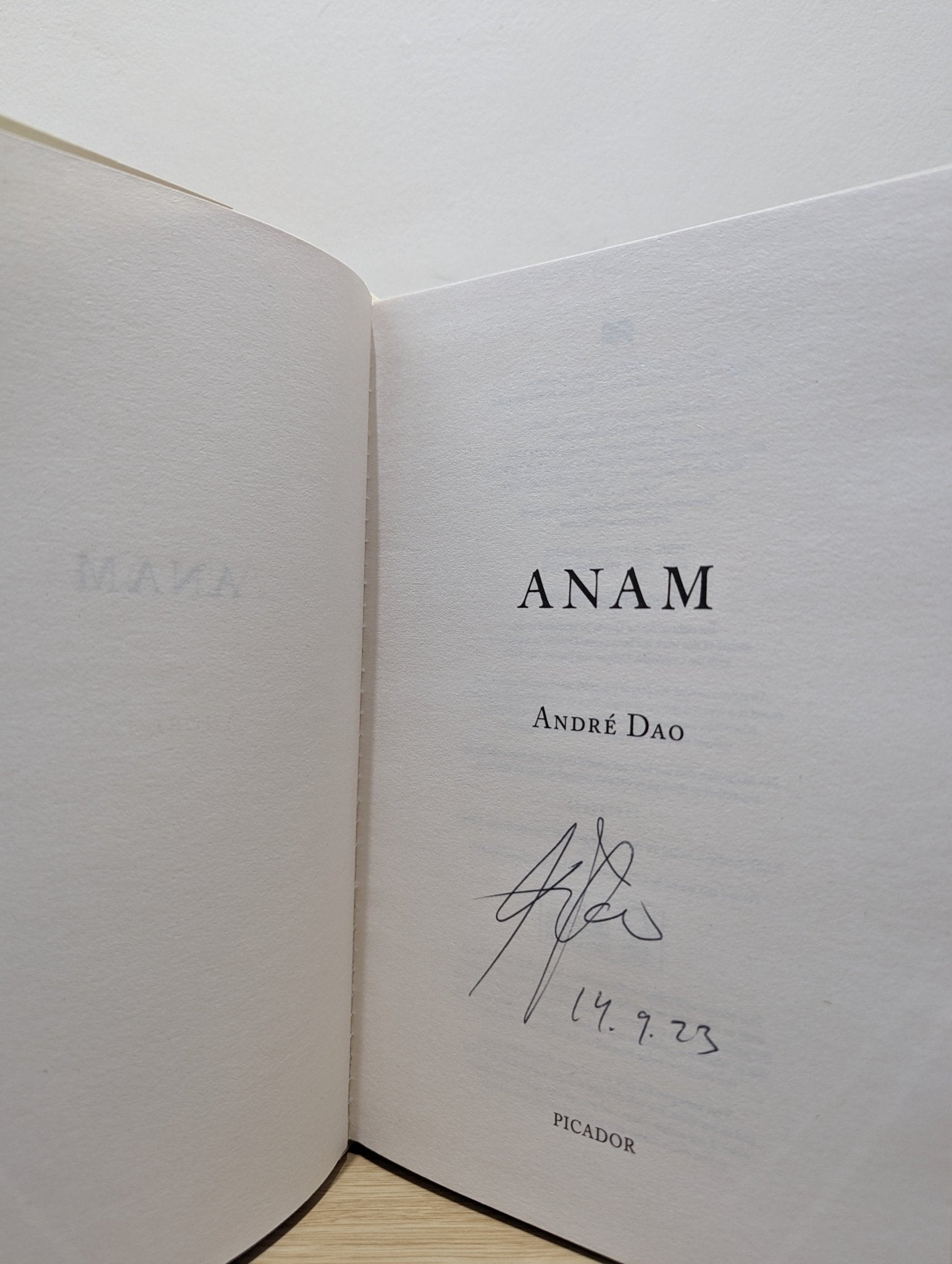 Anam by André Dao (Signed Dated First Edition) - Fialta Books