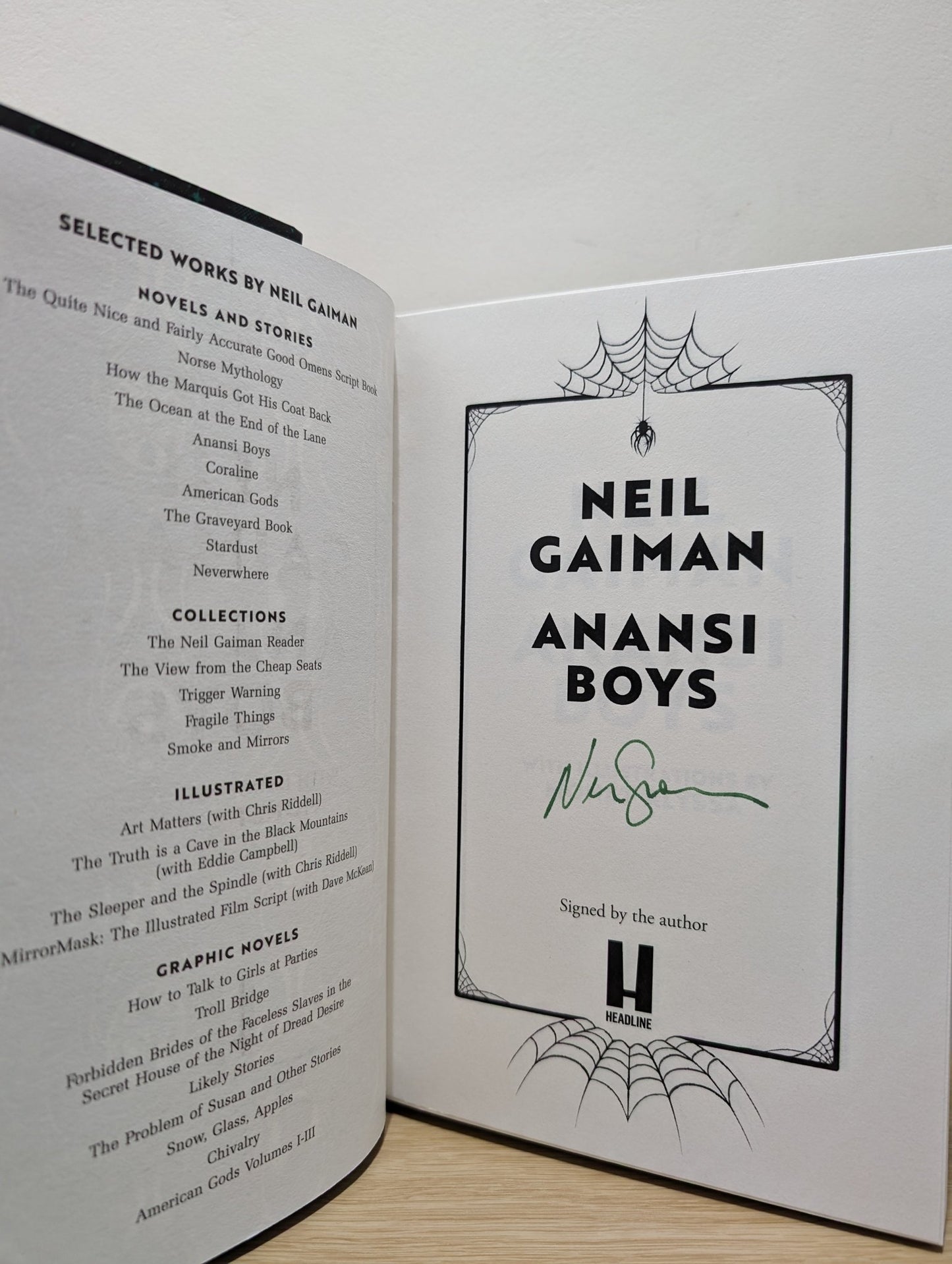 Anansi Boys by Neil Gaiman (Signed) - Fialta Books