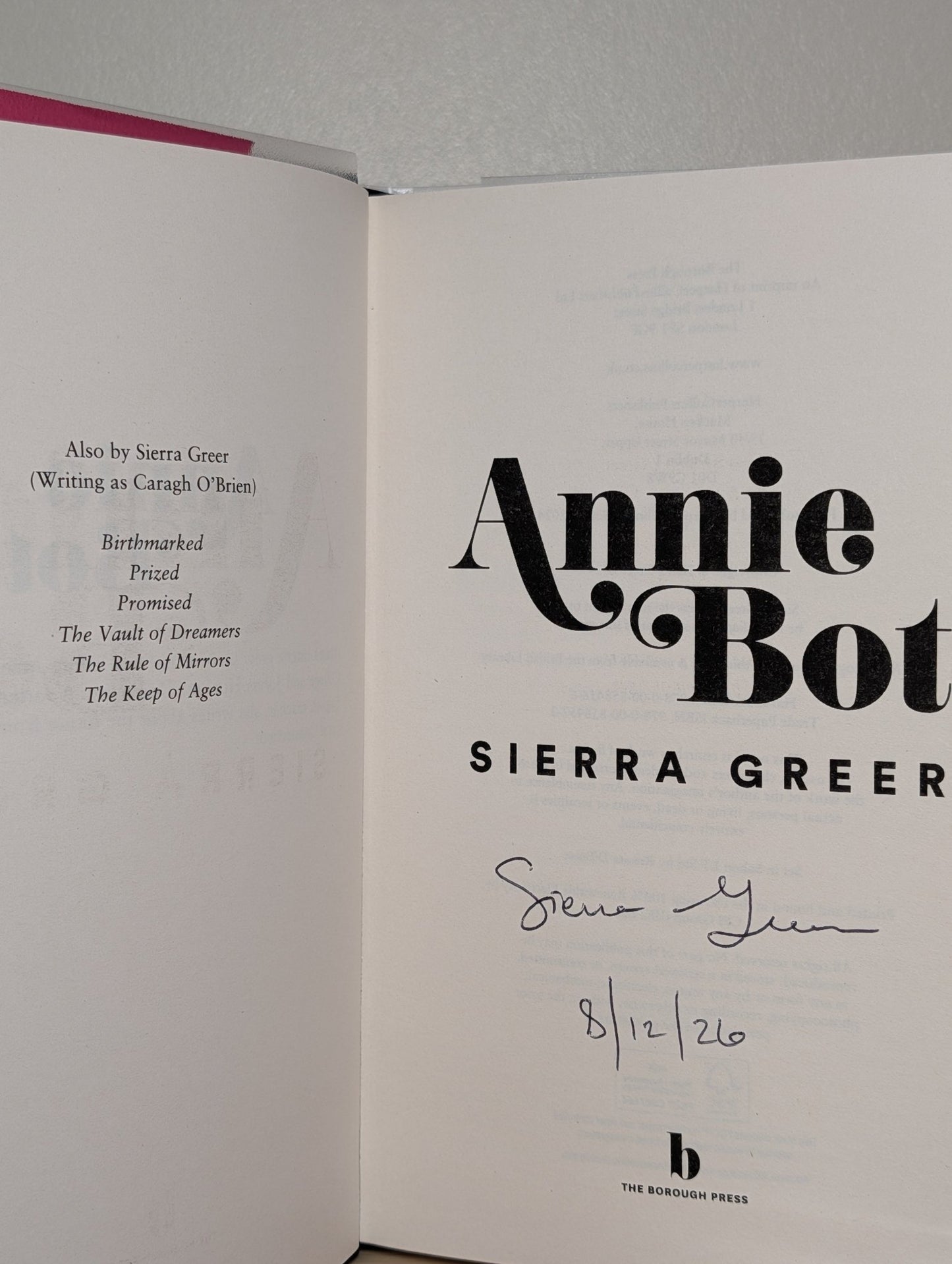Annie Bot by Sierra Greer (Signed Dated First Edition) - Fialta Books
