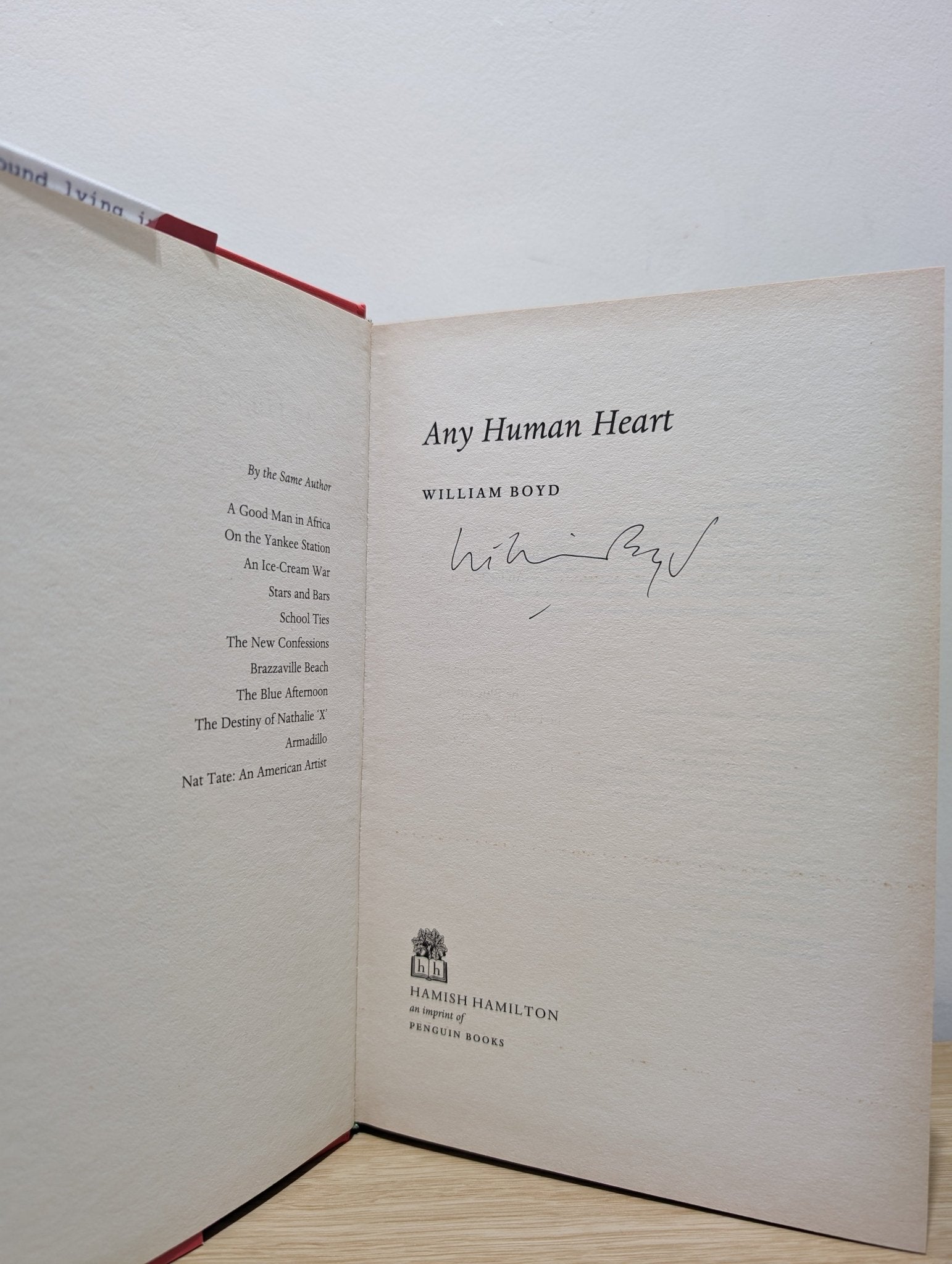 Any human heart by William Boyd (Signed First Edition) - Fialta Books