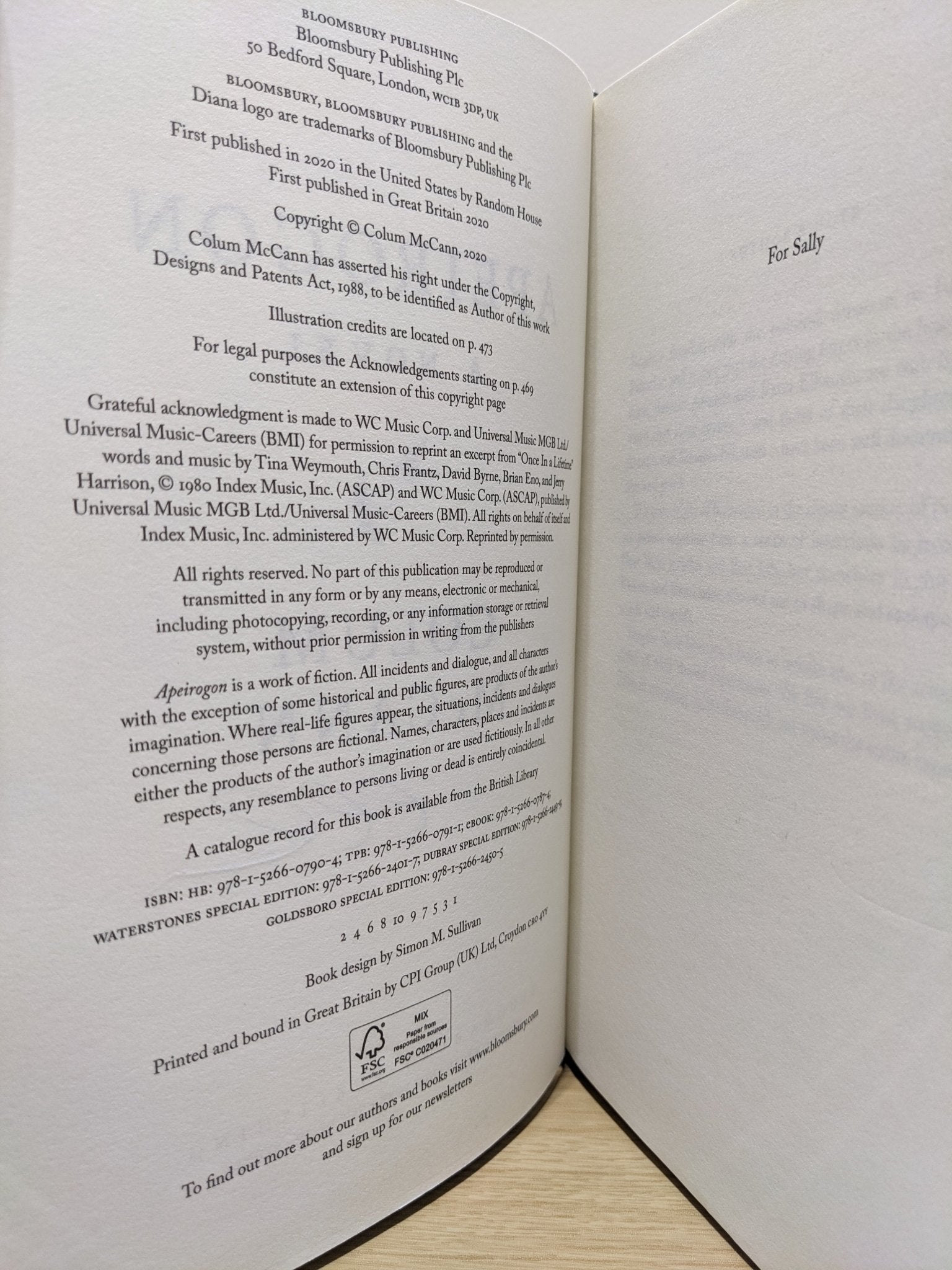 Apeirogon by Colum McCann (Signed First Edition) - Fialta Books