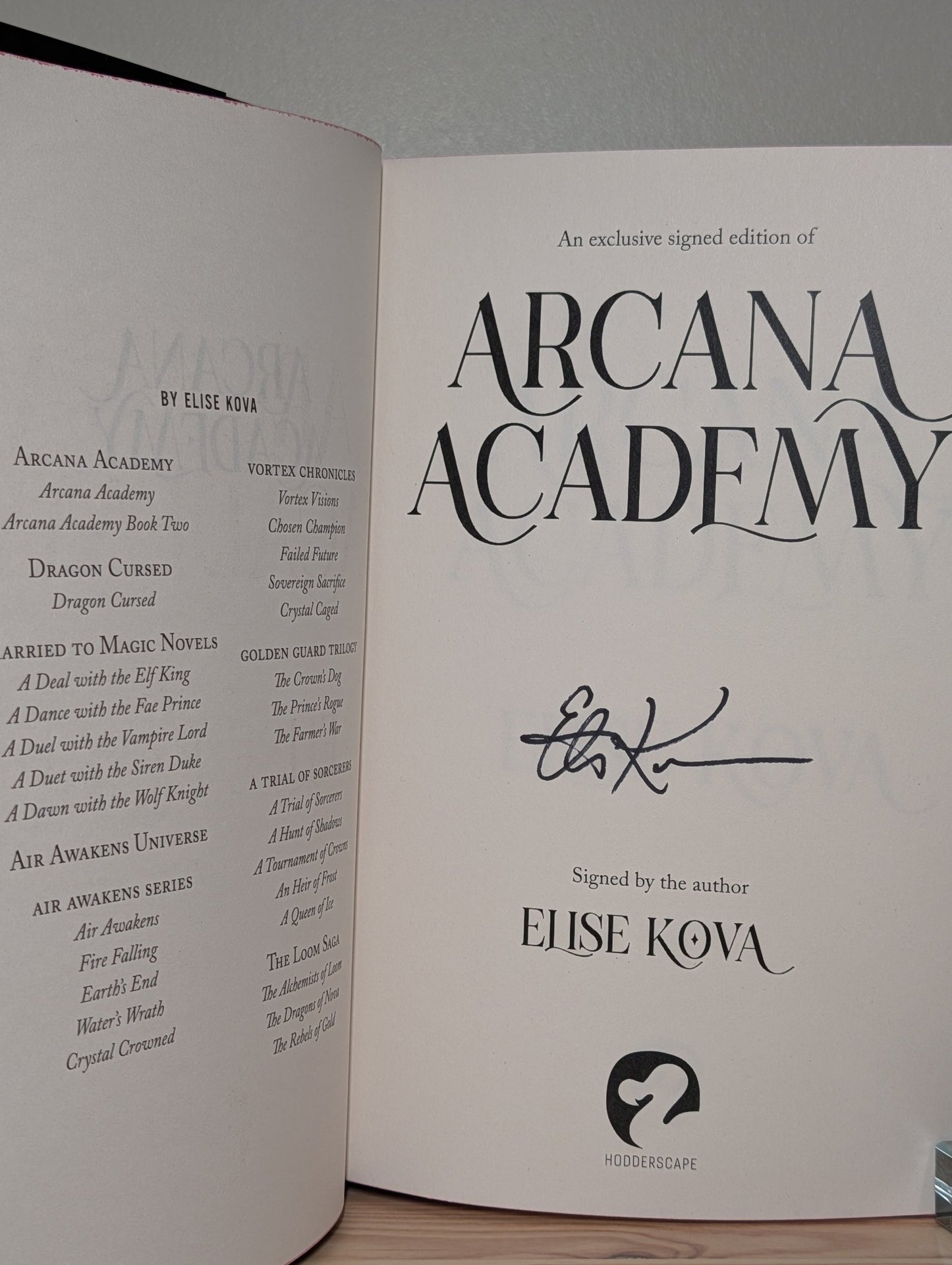 Arcana Academy; Prince of Swords by Elise Kova (Signed Set with sprayed edges) - Fialta Books