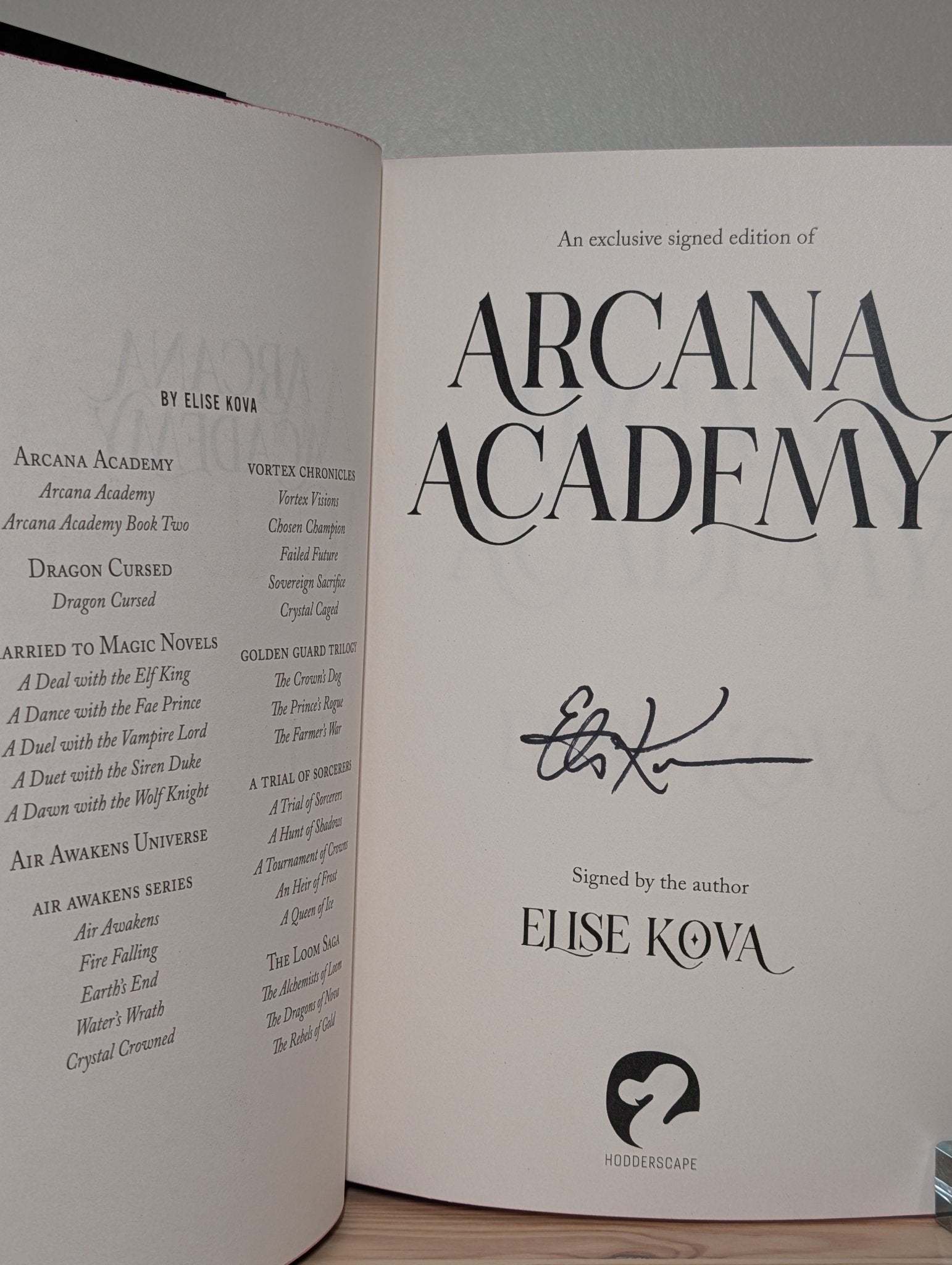 Arcana Academy; Prince of Swords by Elise Kova (Signed Set with sprayed edges) - Fialta Books
