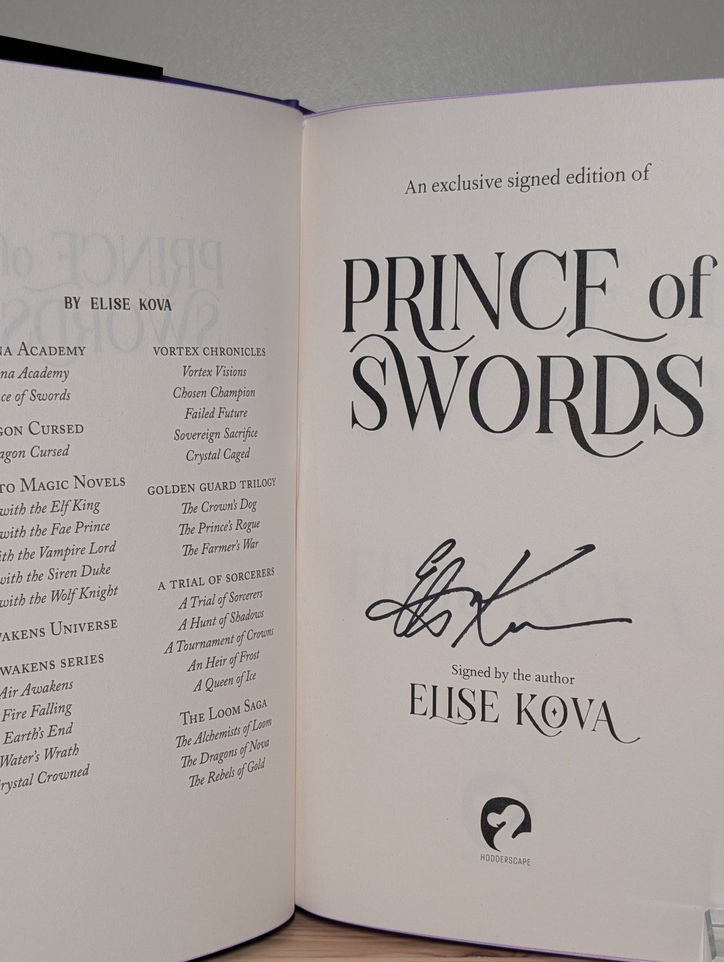 Arcana Academy; Prince of Swords by Elise Kova (Signed Set with sprayed edges) - Fialta Books