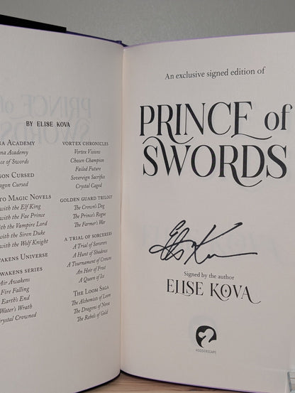 Arcana Academy; Prince of Swords by Elise Kova (Signed Set with sprayed edges) - Fialta Books