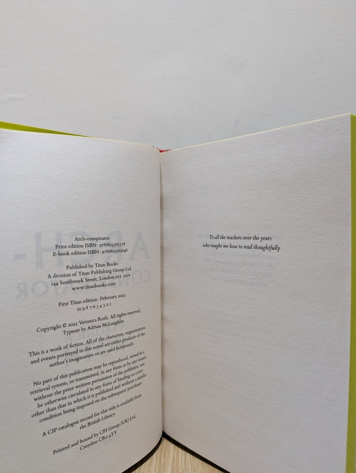 Arch - conspirator by Veronica Roth (Signed First Edition) - Fialta Books