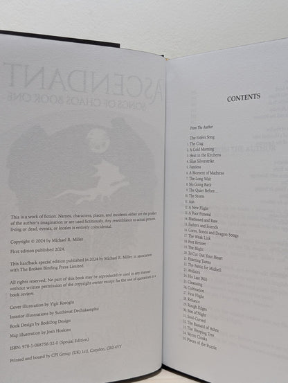 Ascendant: Songs of Chaos Book One by Michael R. Miller (Signed Special Edition with sprayed edges) - Fialta Books