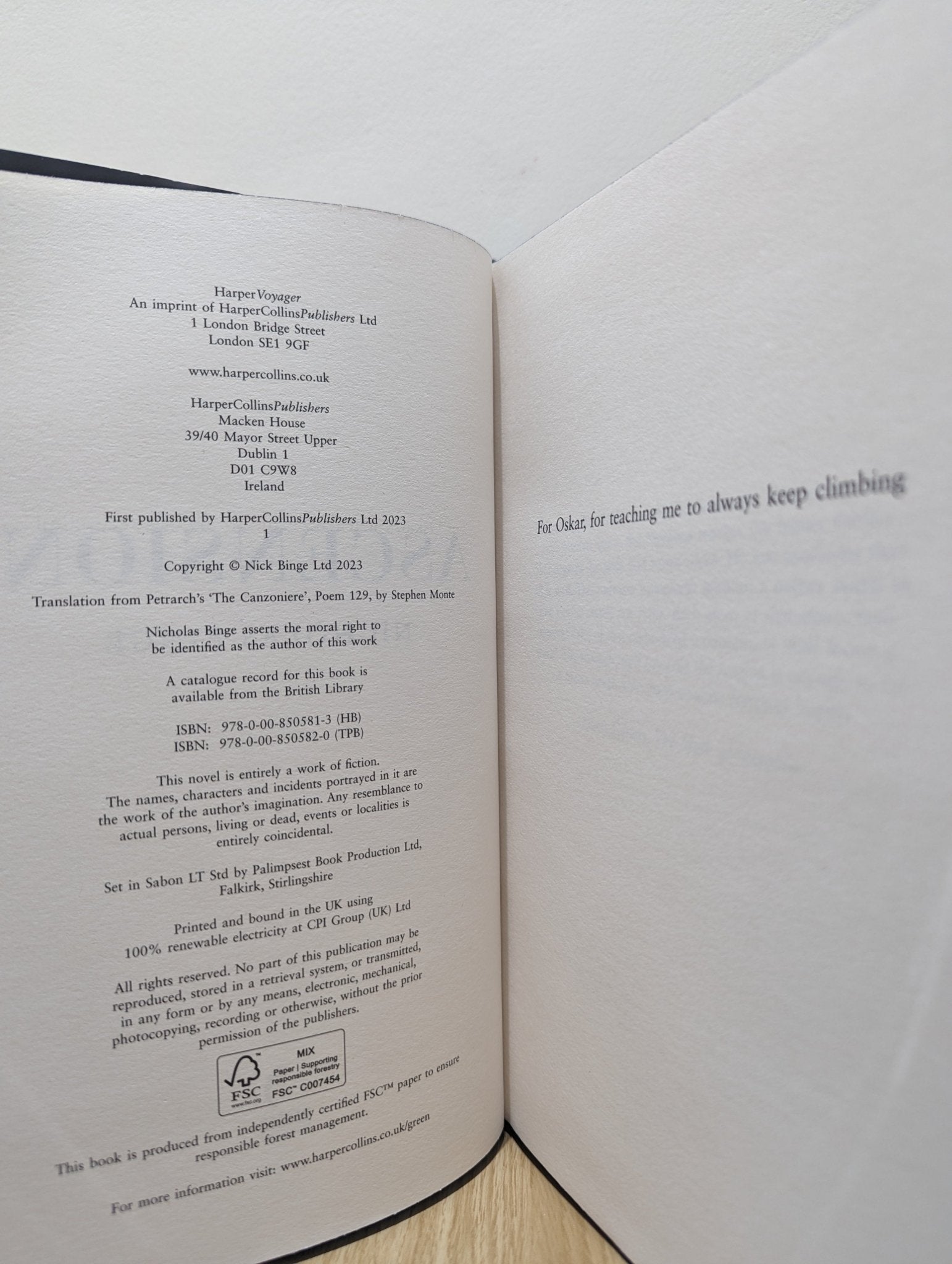 Ascension by Nicholas Binge (Signed First Edition with sprayed edges) - Fialta Books
