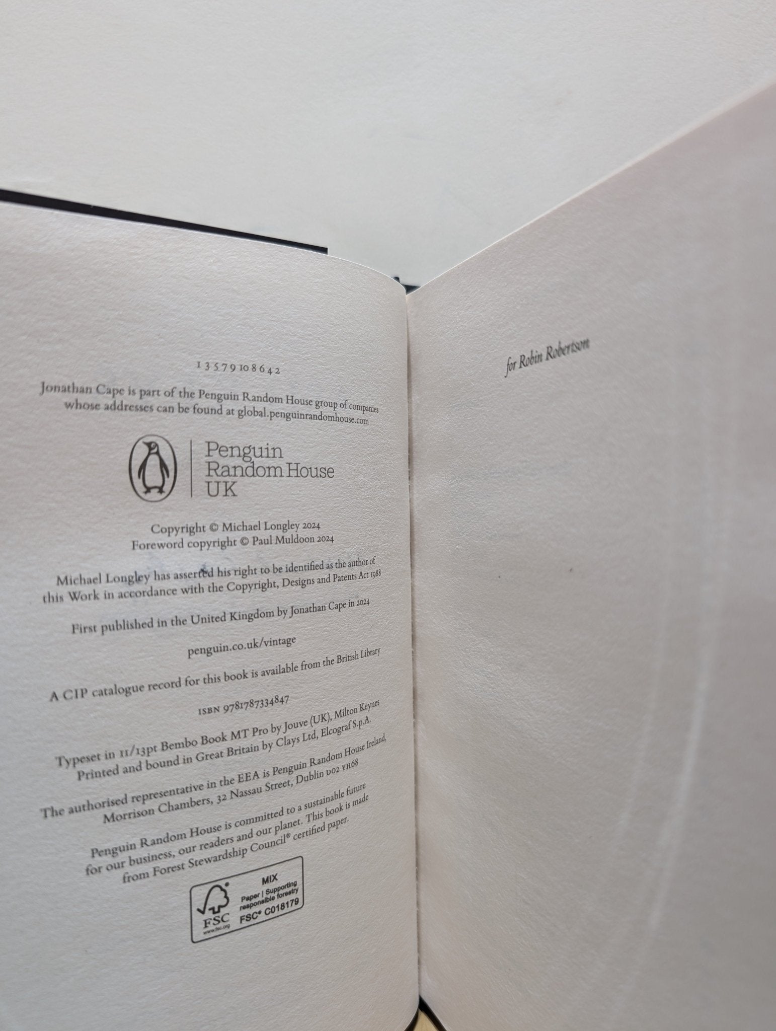 Ash Keys: New Selected Poems by Michael Longley (Signed First Edition) - Fialta Books