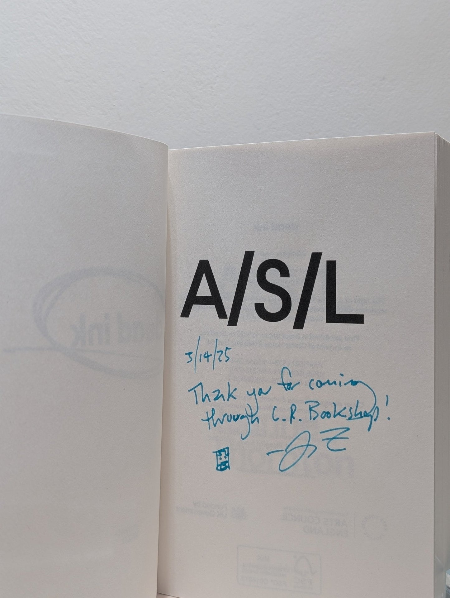 A/S/L by Jeanne Thornton (Signed First Edition) - Fialta Books