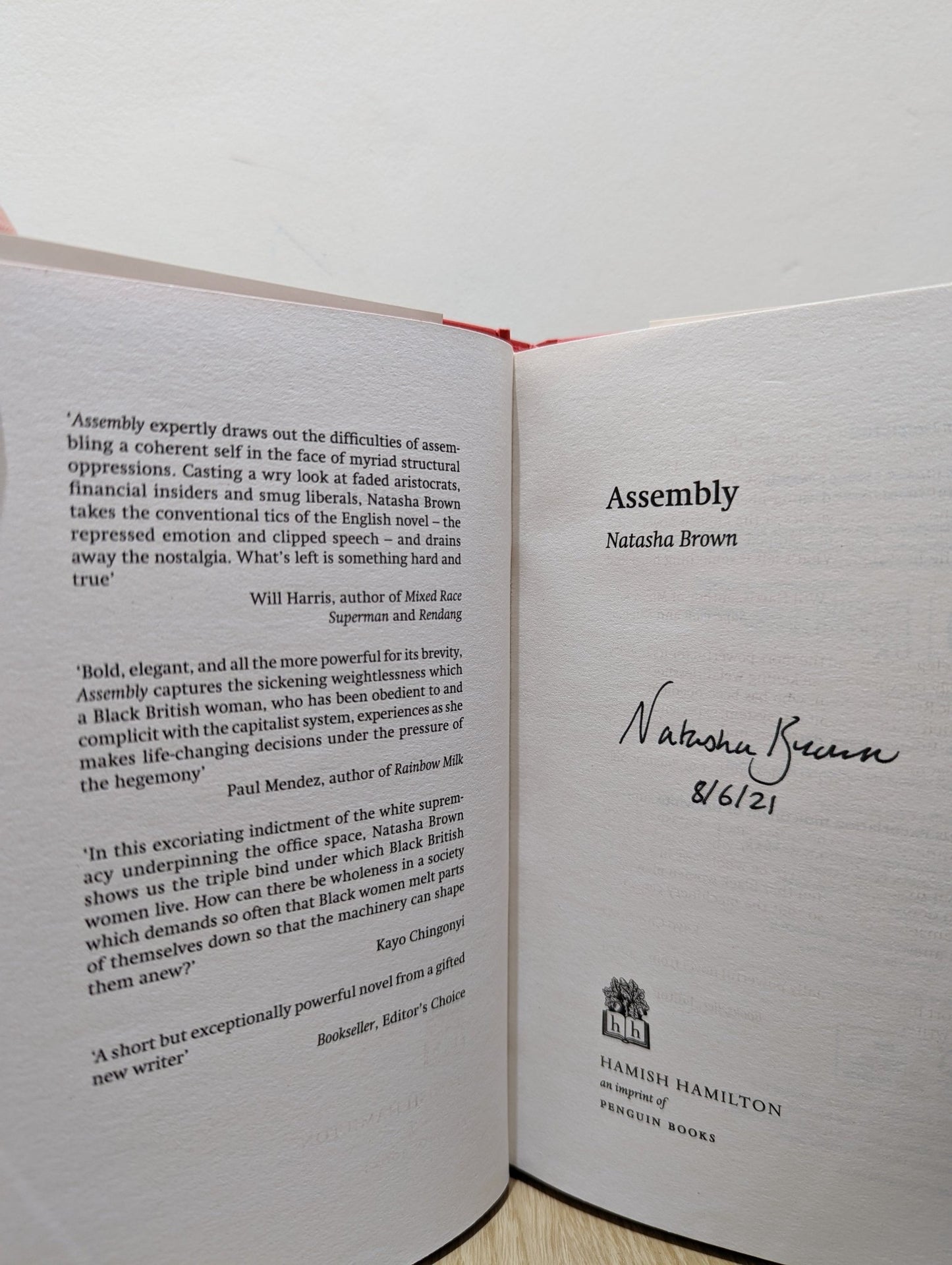 Assembly by Natasha Brown (Signed Dated First Edition) - Fialta Books