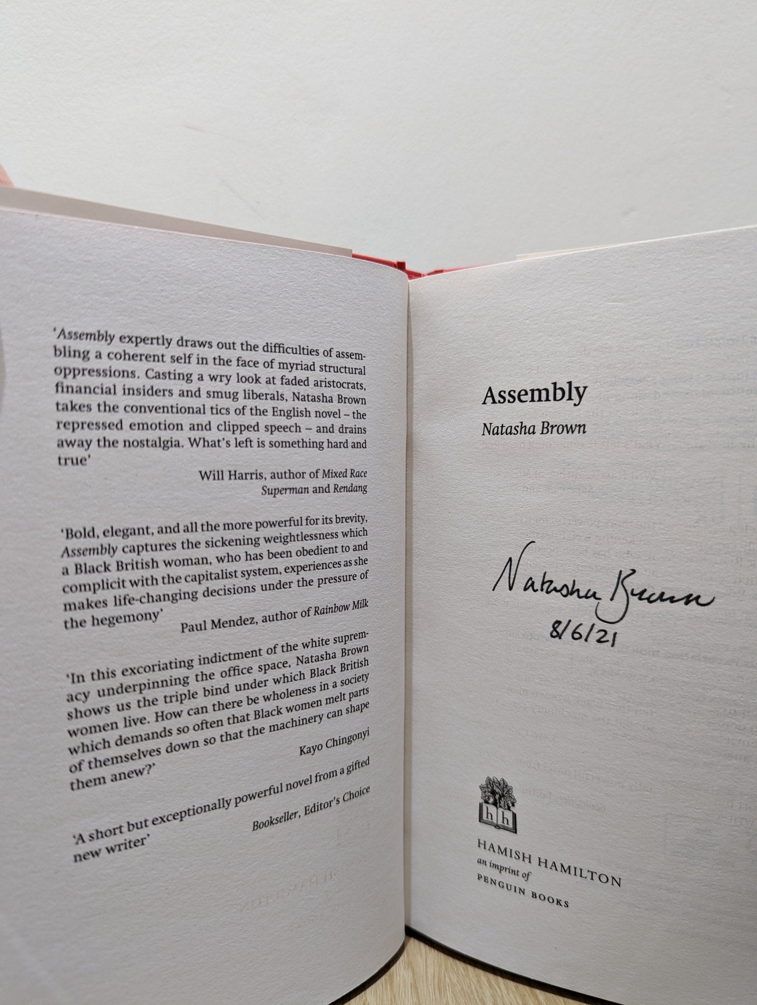 Assembly by Natasha Brown (Signed Dated First Edition) - Fialta Books