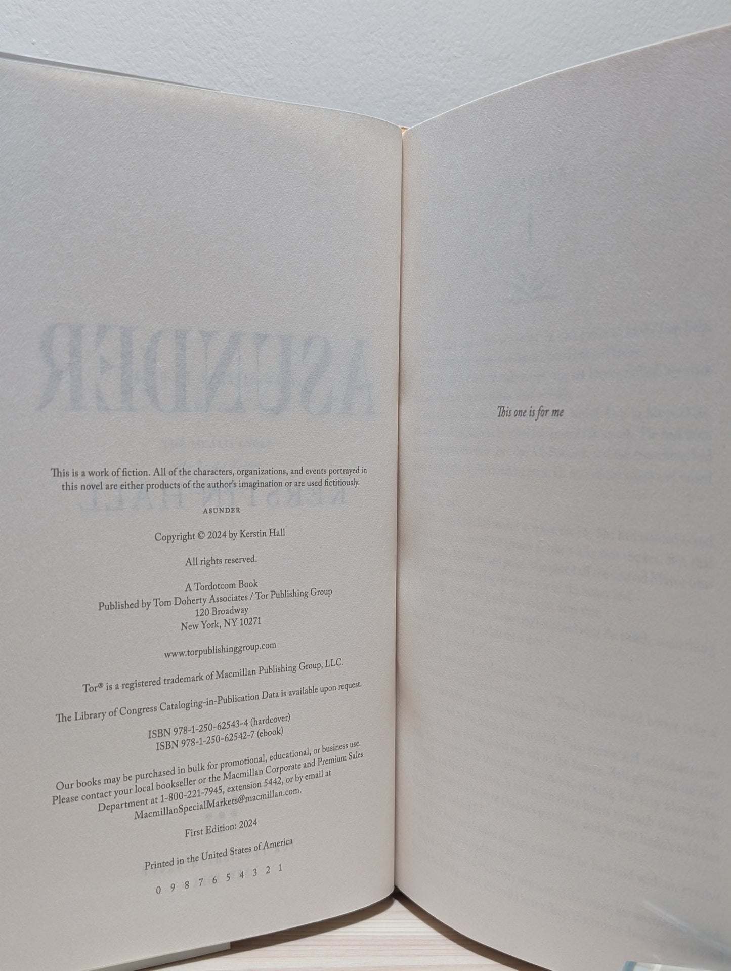 Asunder by Kerstin Hall - Fialta Books