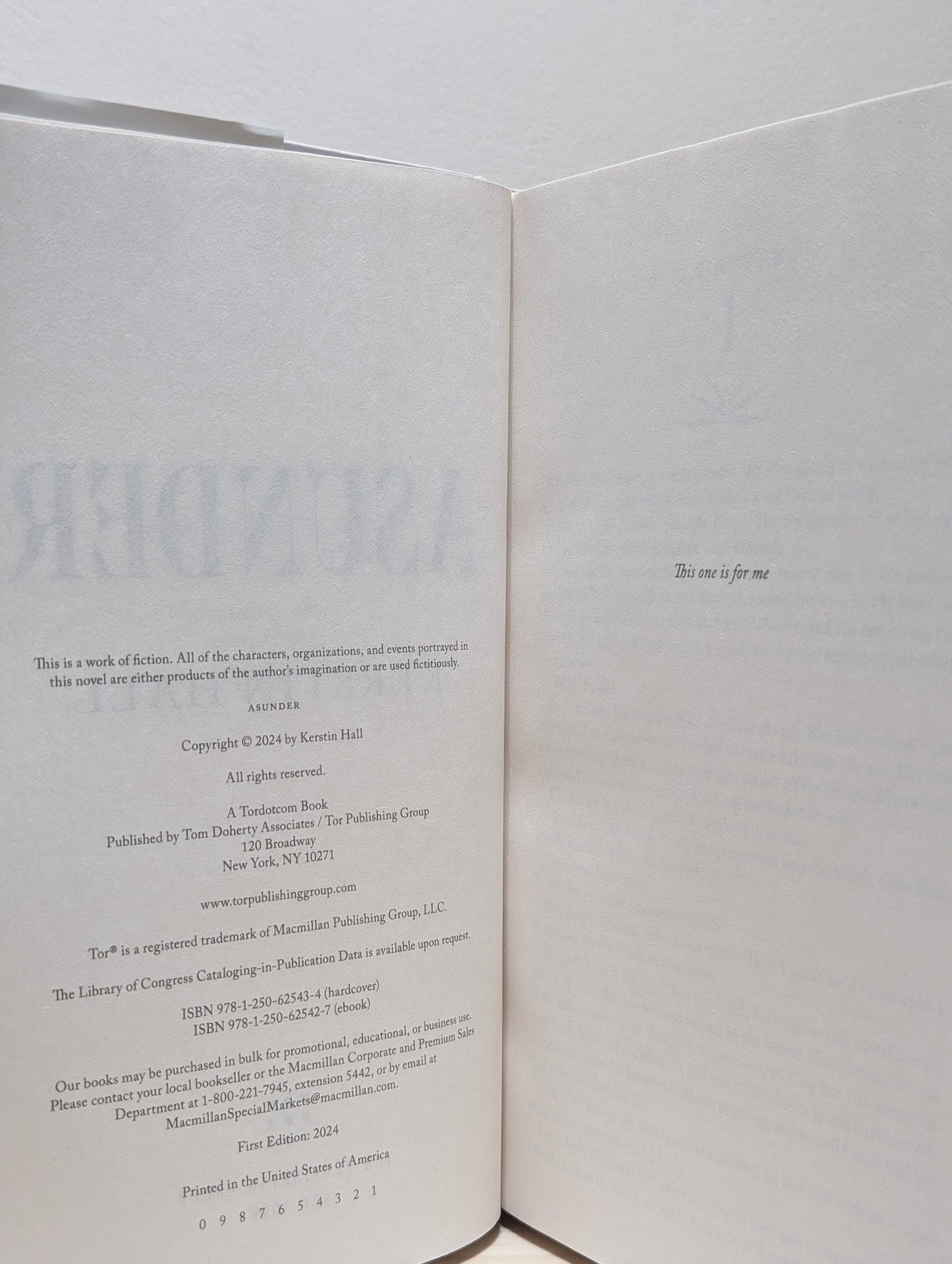 Asunder by Kerstin Hall (First Edition) - Fialta Books