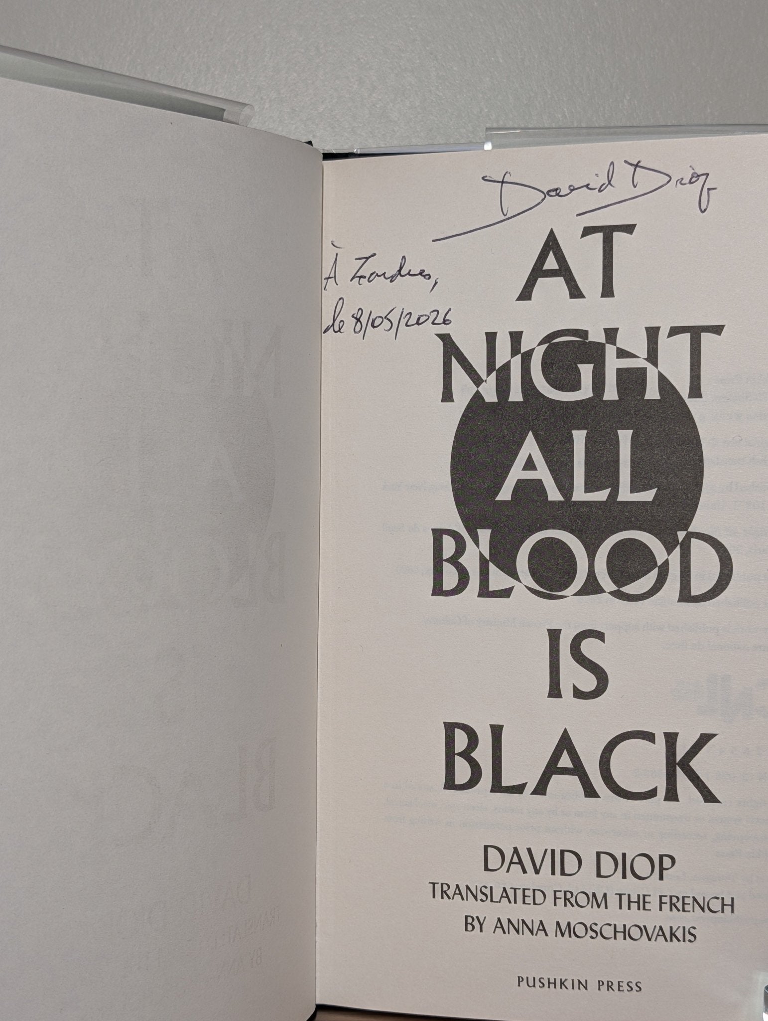 At Night All Blood is Black by David Diop (Signed Dated First Edition) - Fialta Books