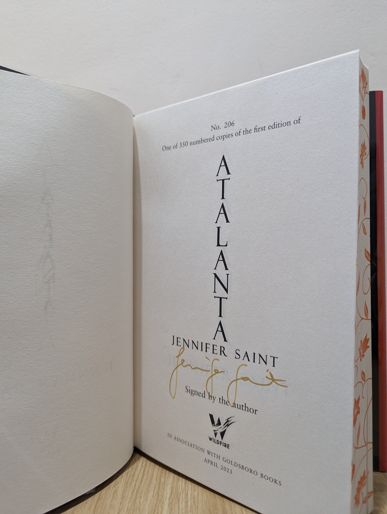 Atalanta by Jennifer Saint (Signed First Edition with sprayed edges) - Fialta Books