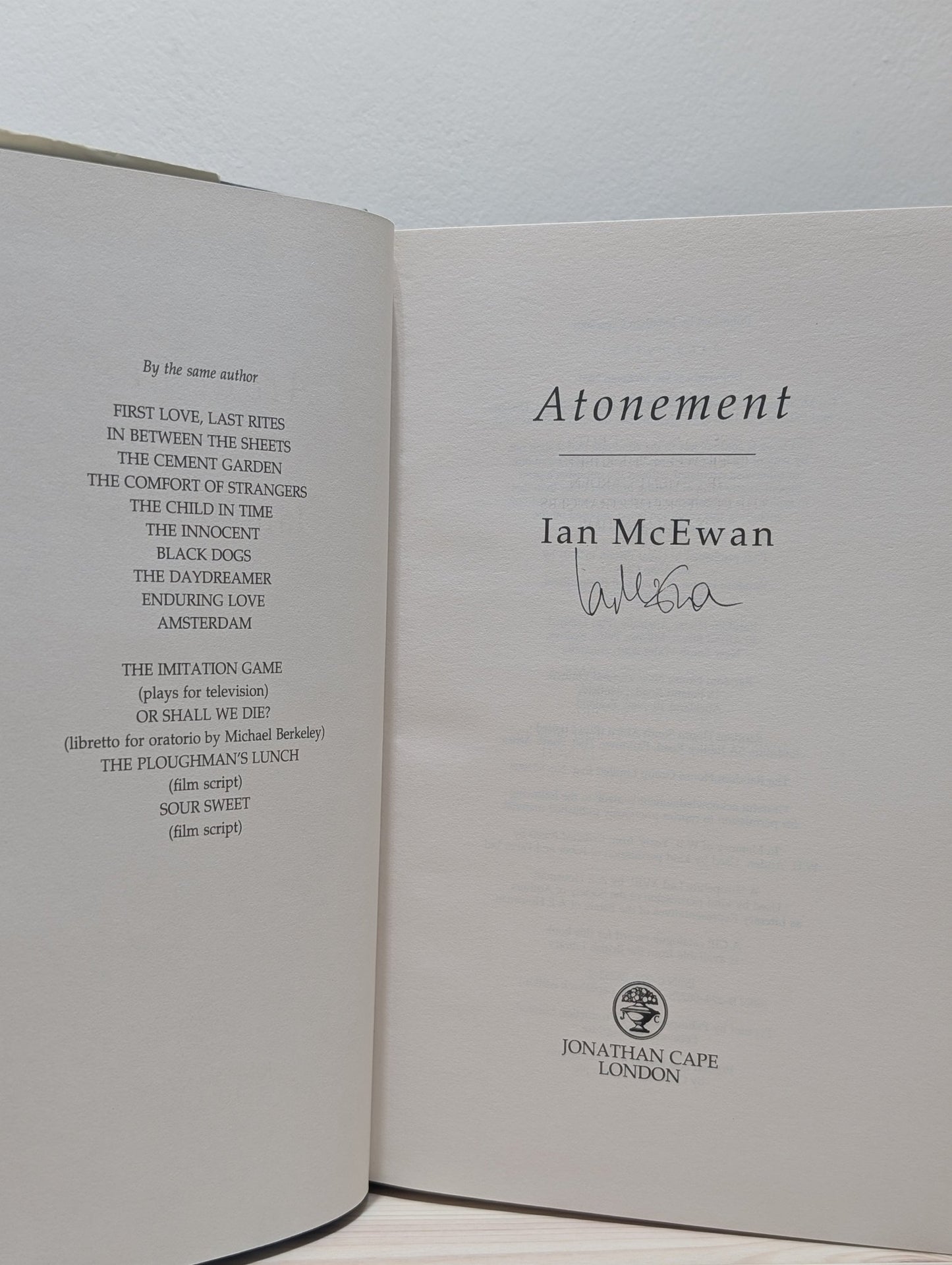 Atonement by Ian McEwan (Signed First Edition) - Fialta Books