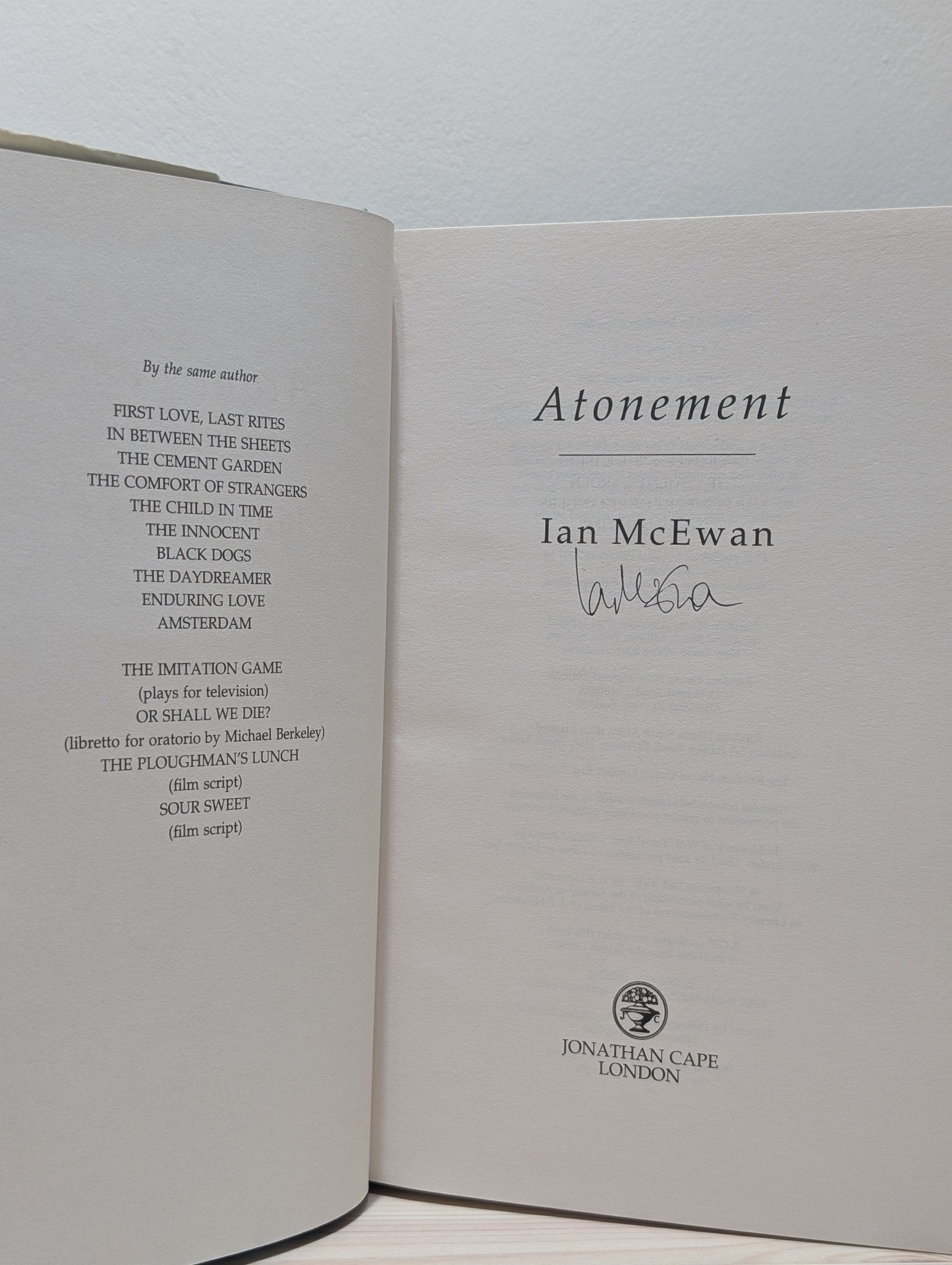 Atonement by Ian McEwan (Signed First Edition) - Fialta Books
