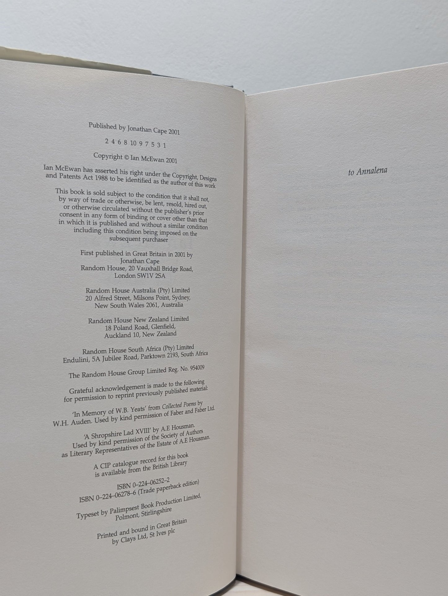 Atonement by Ian McEwan (Signed First Edition) - Fialta Books