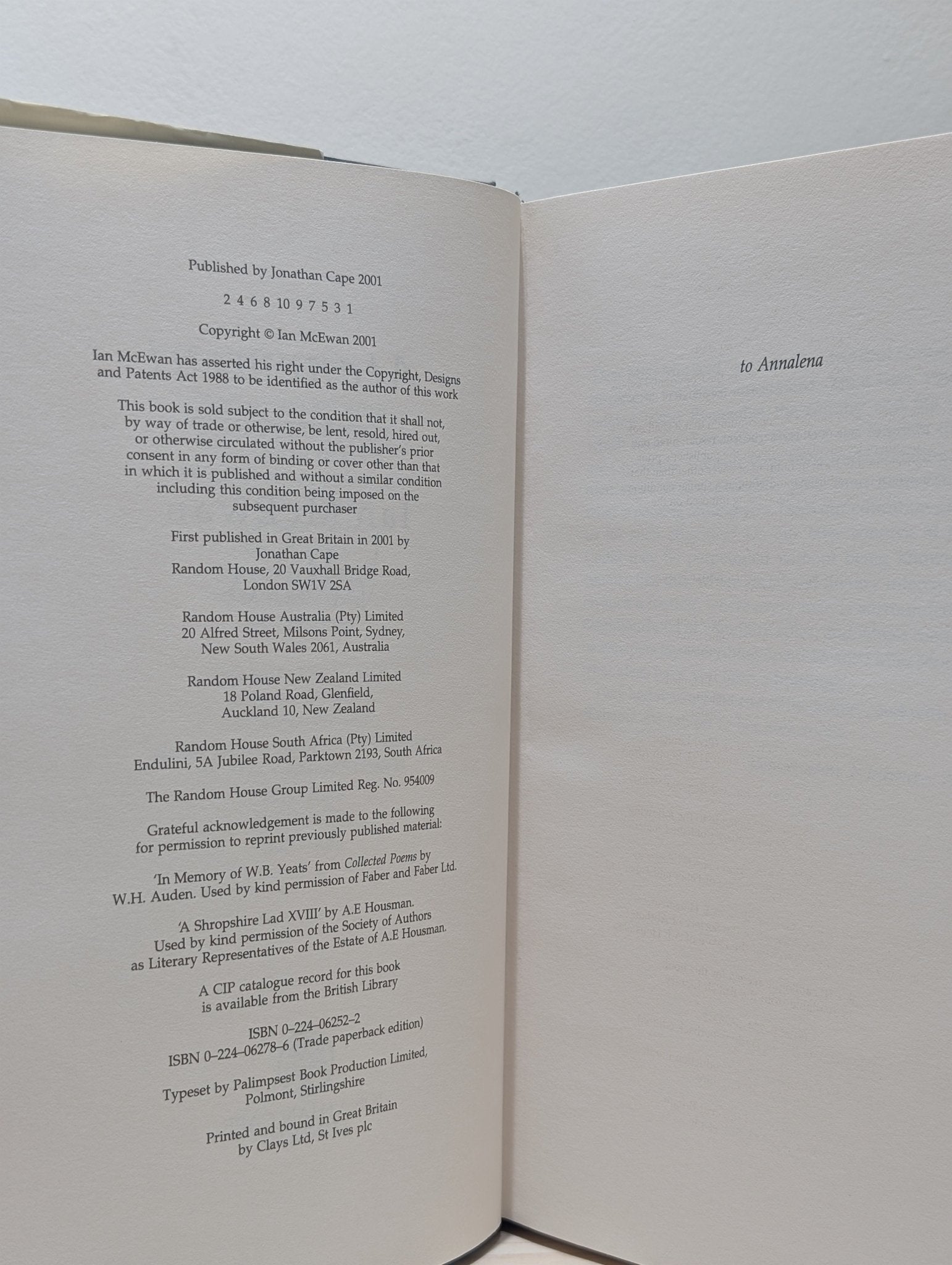 Atonement by Ian McEwan (Signed First Edition) - Fialta Books