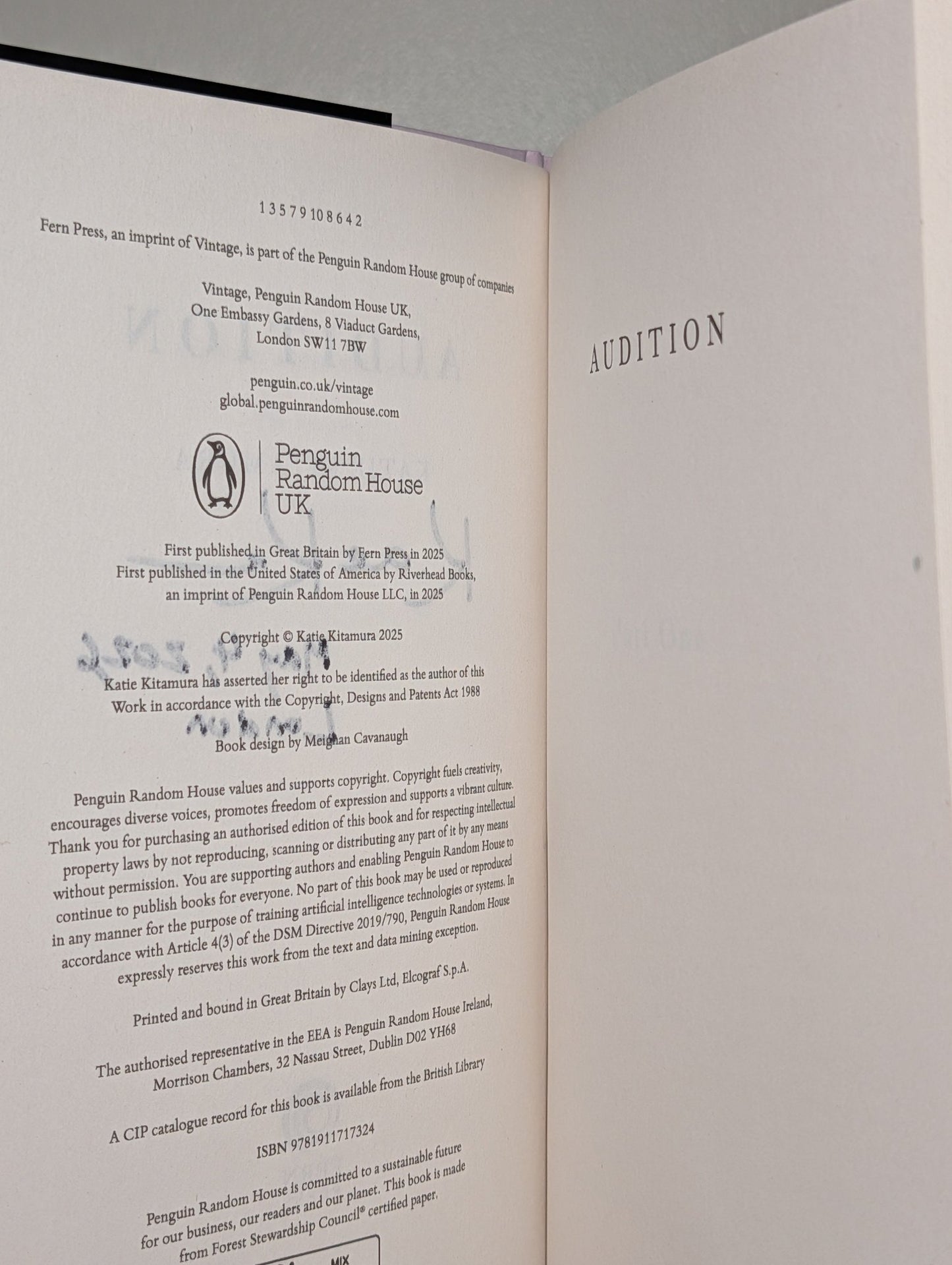 Audition by Katie Kitamura (Signed Dated First Edition) - Fialta Books