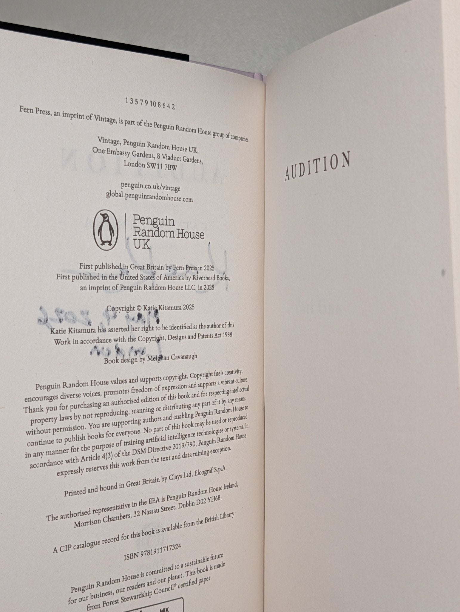 Audition by Katie Kitamura (Signed Dated First Edition) - Fialta Books