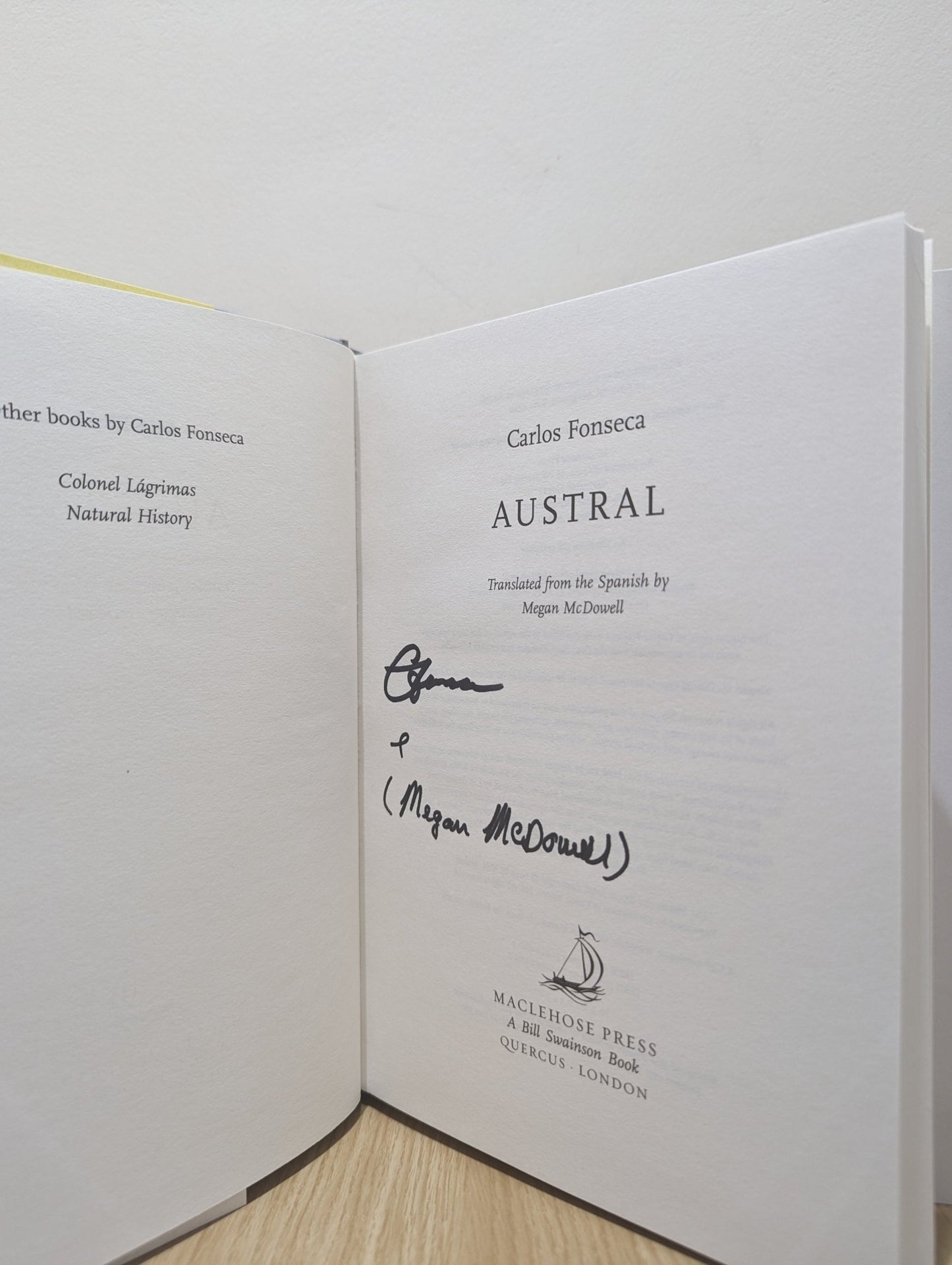 Austral by Carlos Fonseca (Signed First Edition) - Fialta Books