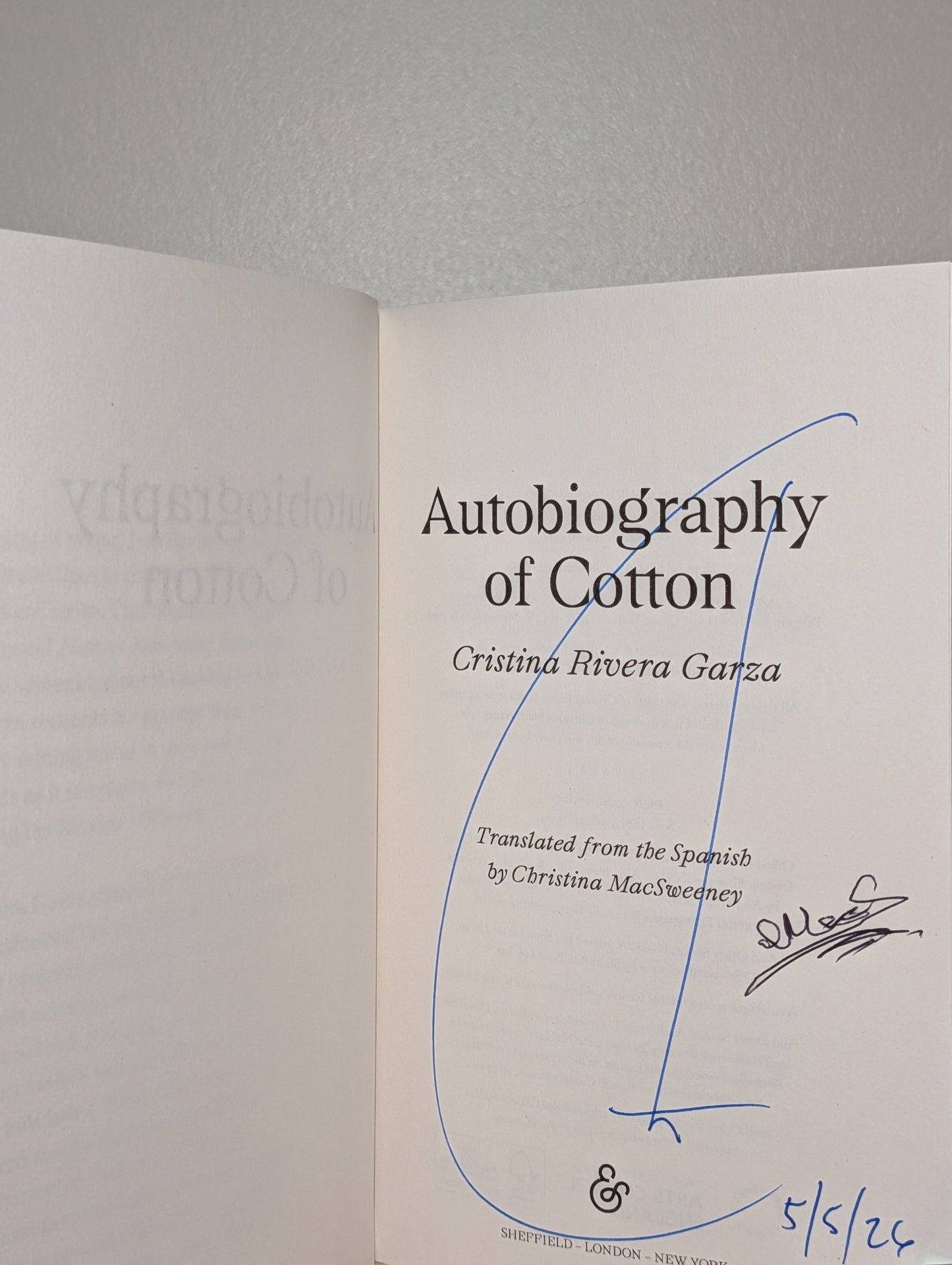 Autobiography of Cotton by Cristina Rivera Garza (Double Signed First Edition) - Fialta Books