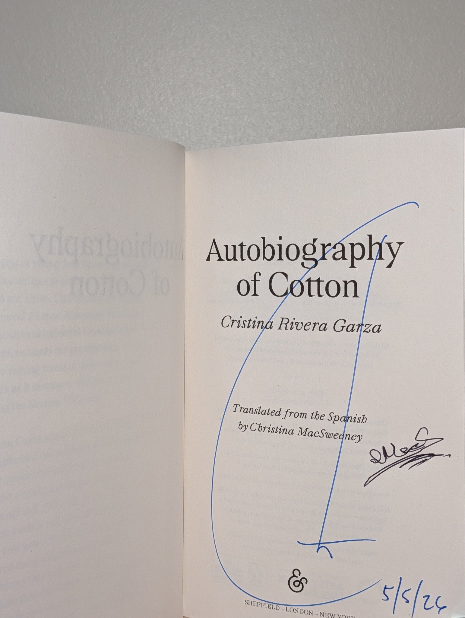 Autobiography of Cotton by Cristina Rivera Garza (Double Signed First Edition) - Fialta Books