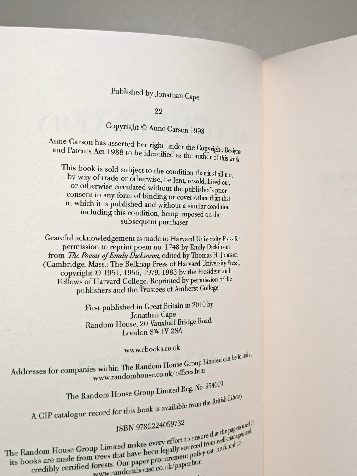 Autobiography of Red: a novel in verse by Anne Carson - Fialta Books