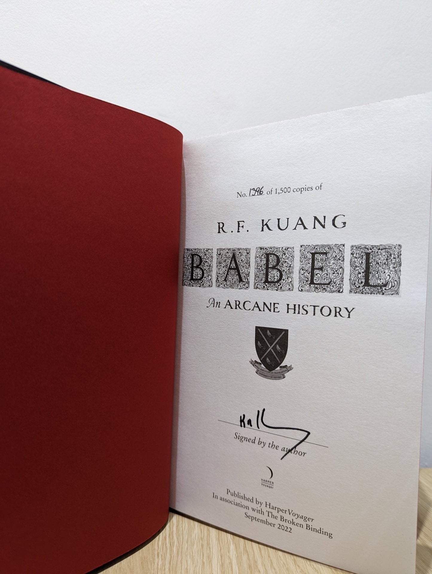 Babel by R.F. Kuang (Signed First Edition with red sprayed edges) - Fialta Books
