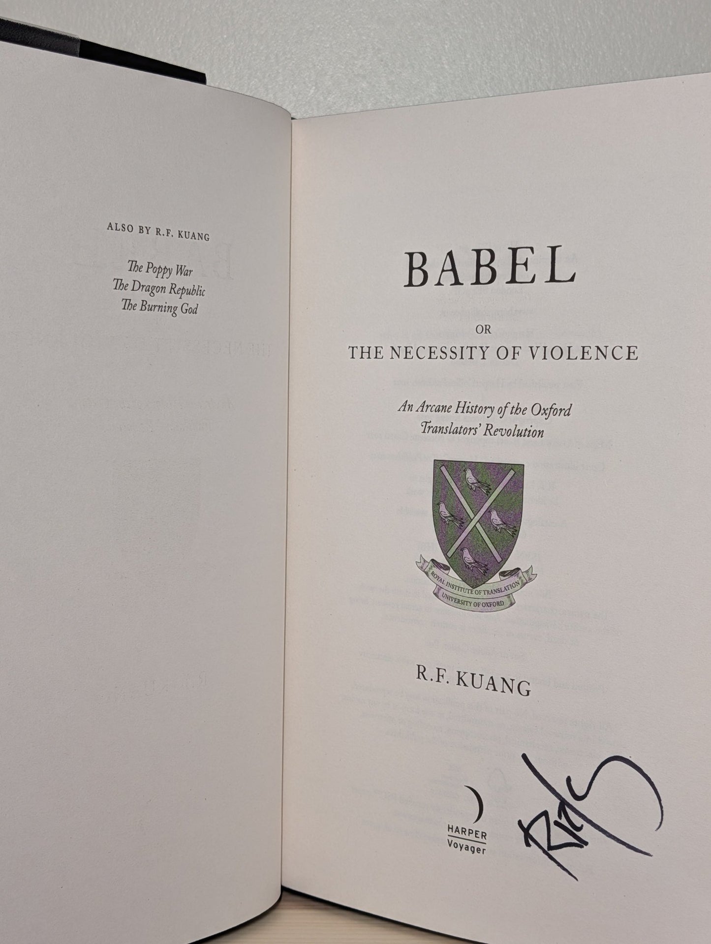Babel by R.F. Kuang (Signed First Edition with sprayed edges) - Fialta Books