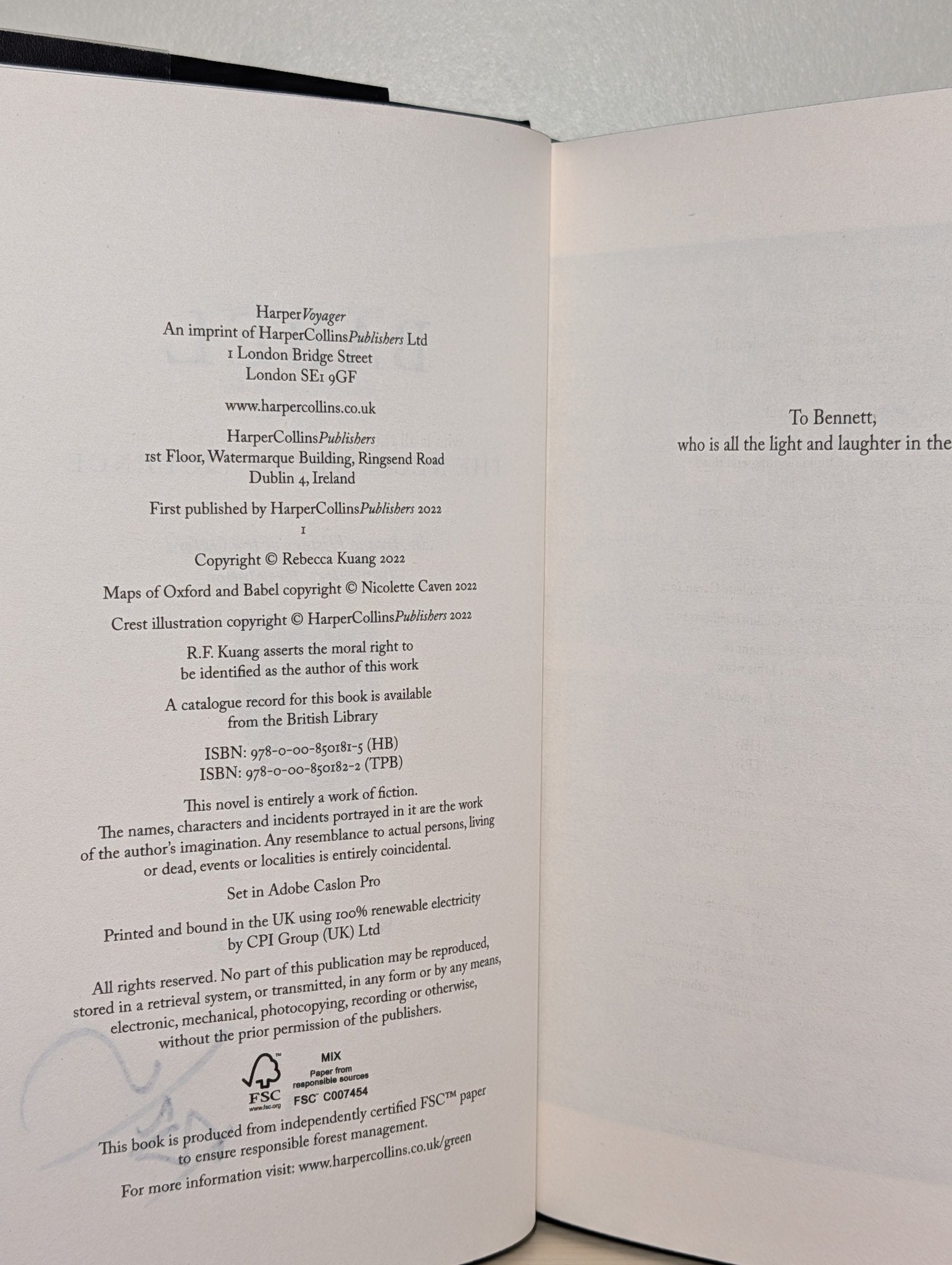 Babel by R.F. Kuang (Signed First Edition with sprayed edges) - Fialta Books