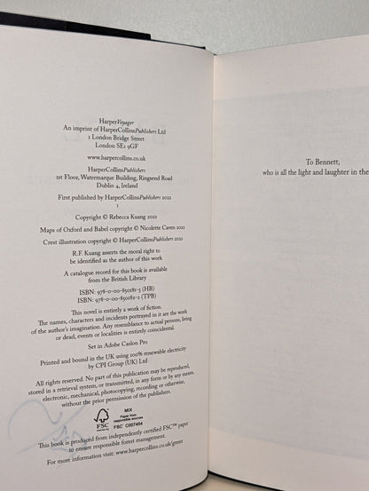 Babel by R.F. Kuang (Signed First Edition with sprayed edges) - Fialta Books