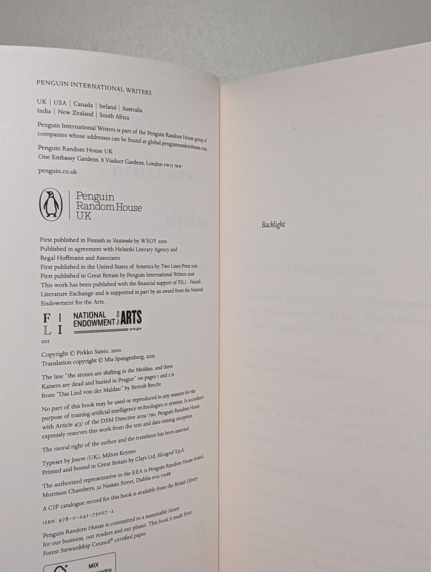 Backlight by Pirkko Saisio (Penguin Classics First Edition) - Fialta Books