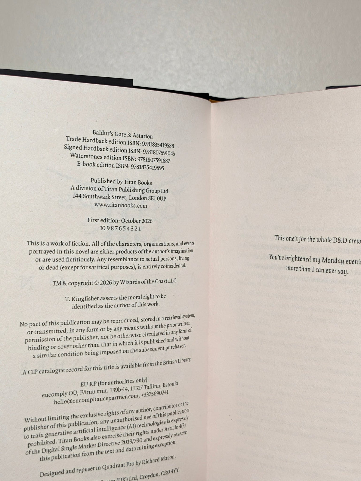 Baldur's Gate 3: Astarion by T. Kingfisher (Signed First Edition with sprayed edges) - Fialta Books