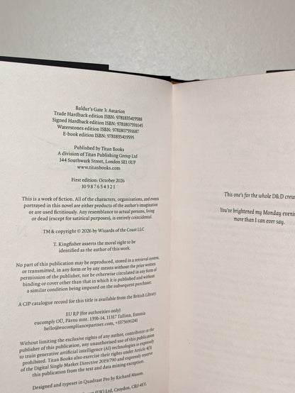 Baldur's Gate 3: Astarion by T. Kingfisher (Signed First Edition with sprayed edges) - Fialta Books