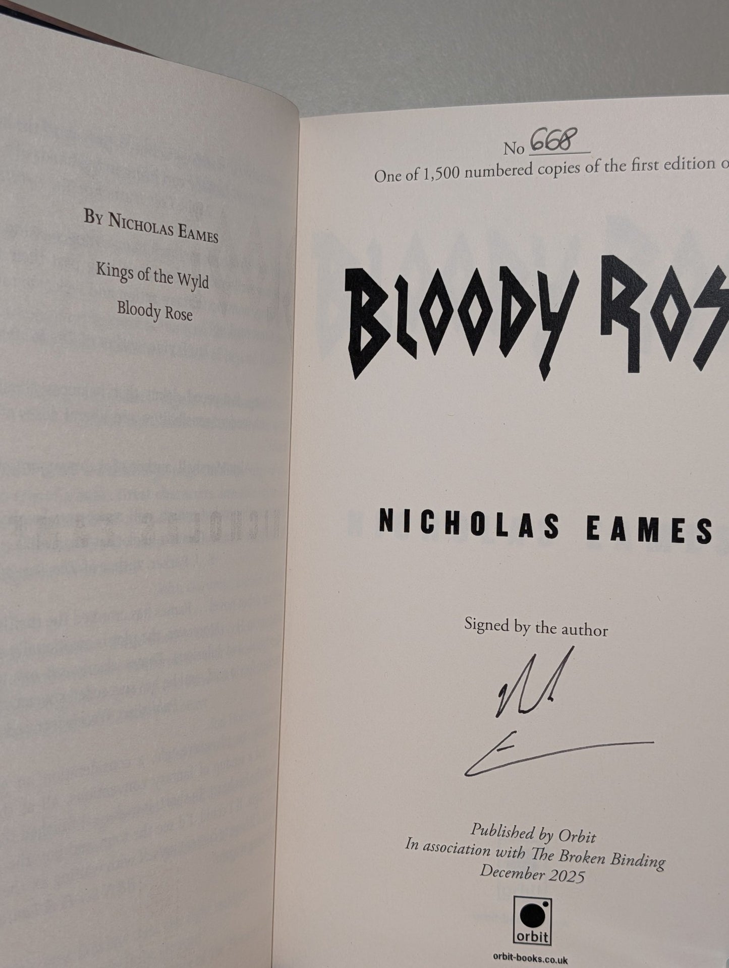 Band Series: Kings of the Wyld; Bloody Rose by Nicholas Eames (Signed Special Edition with sprayed edges) - Fialta Books