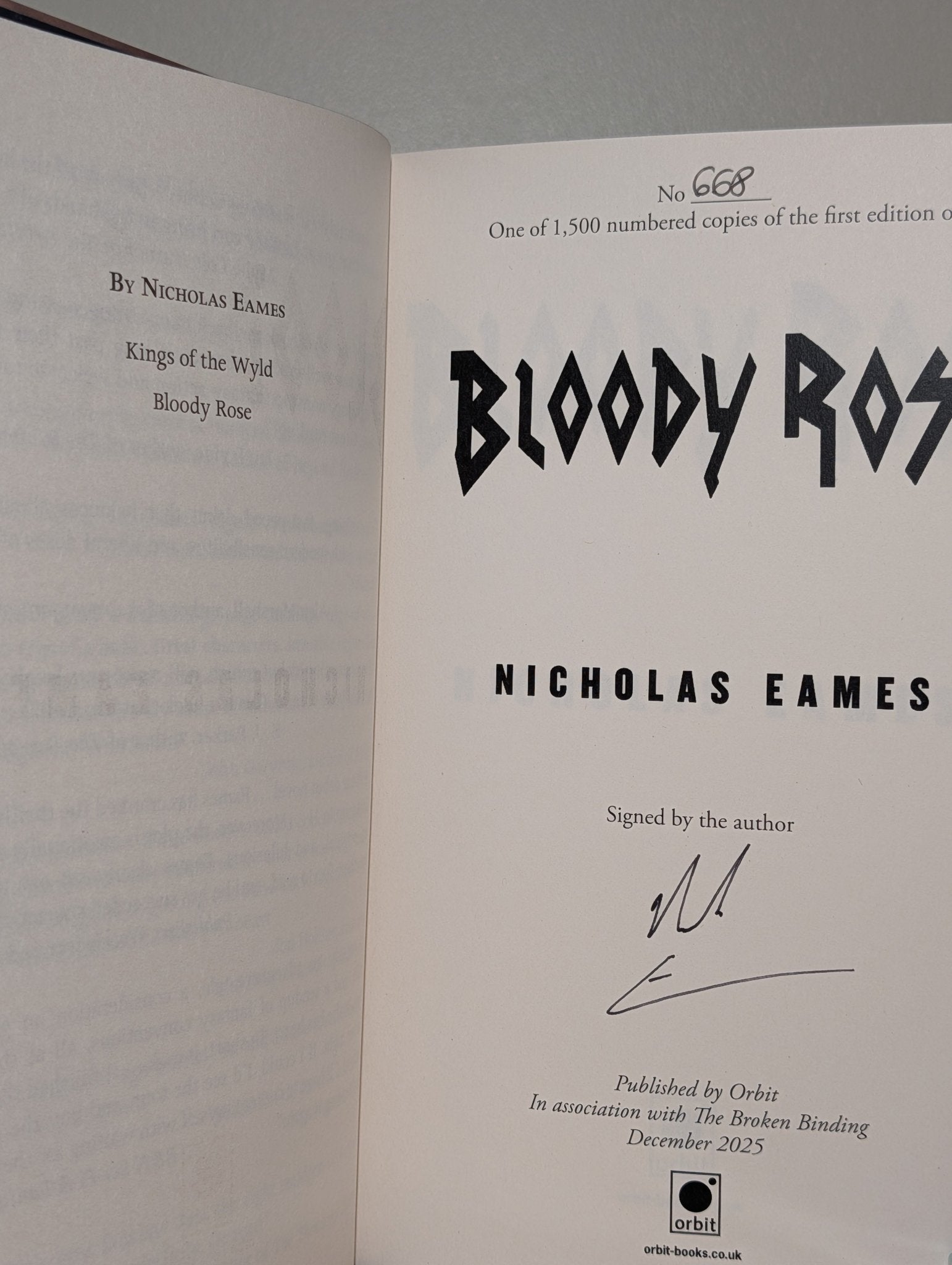 Band Series: Kings of the Wyld; Bloody Rose by Nicholas Eames (Signed Special Edition with sprayed edges) - Fialta Books