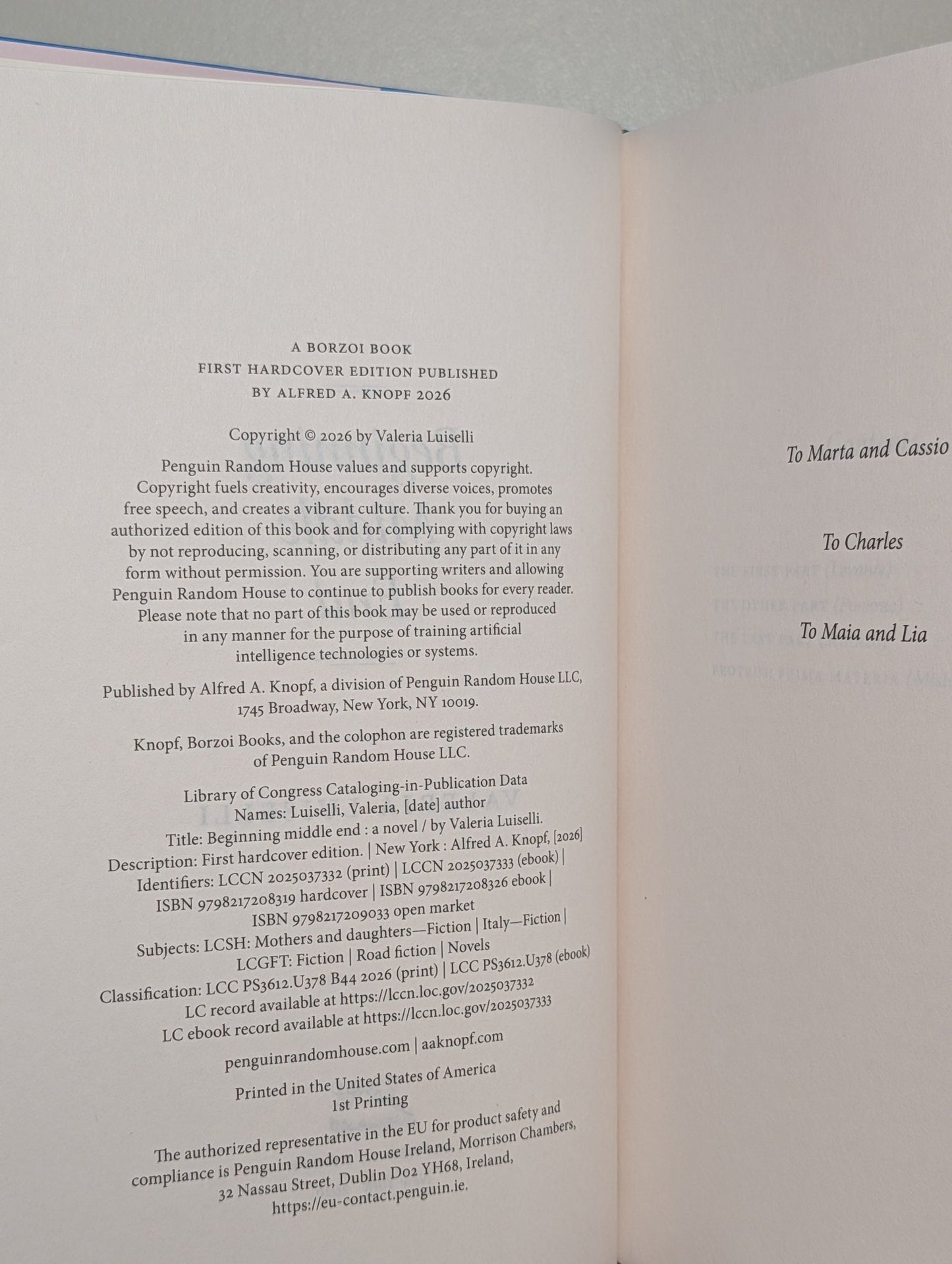 Beginning Middle End: A Novel by Valeria Luiselli (Signed First Edition) - Fialta Books